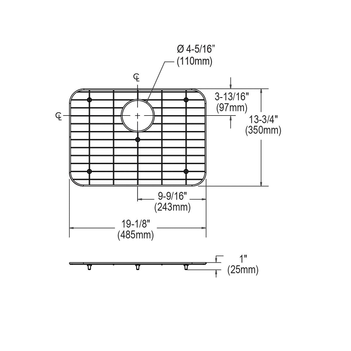polished stainless steel bottom grid