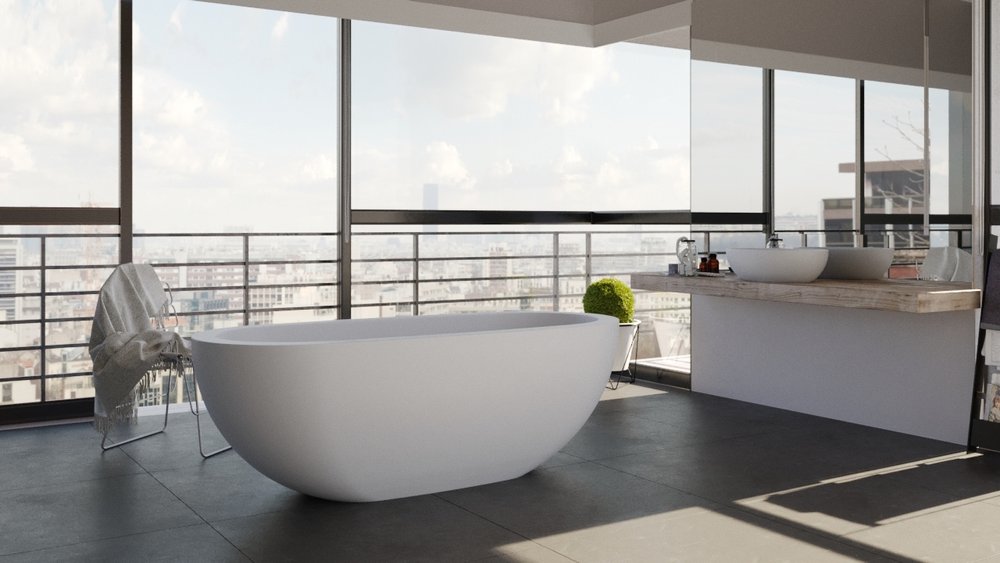 white freestanding bathtub