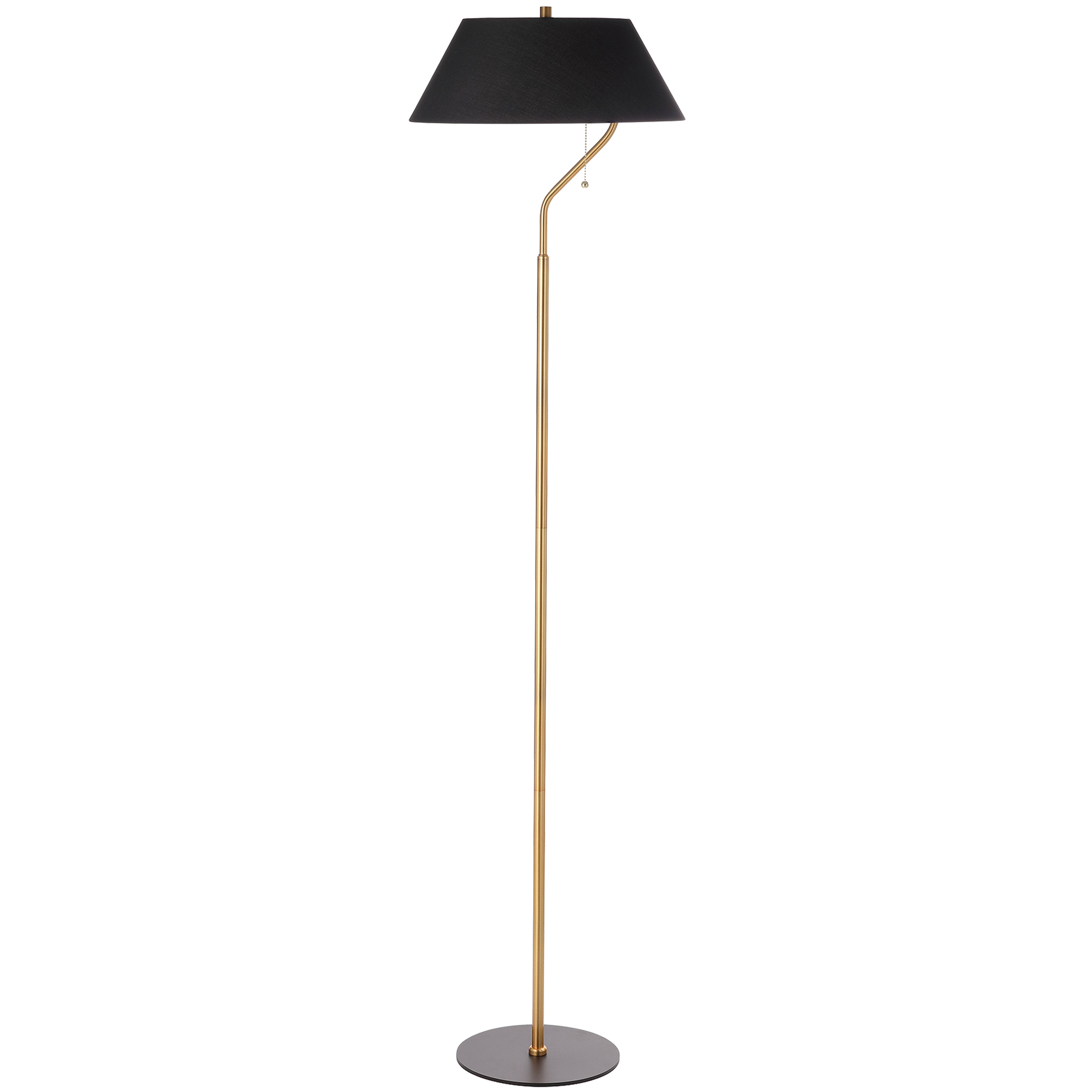 aged brass & matte black/black floor lamp