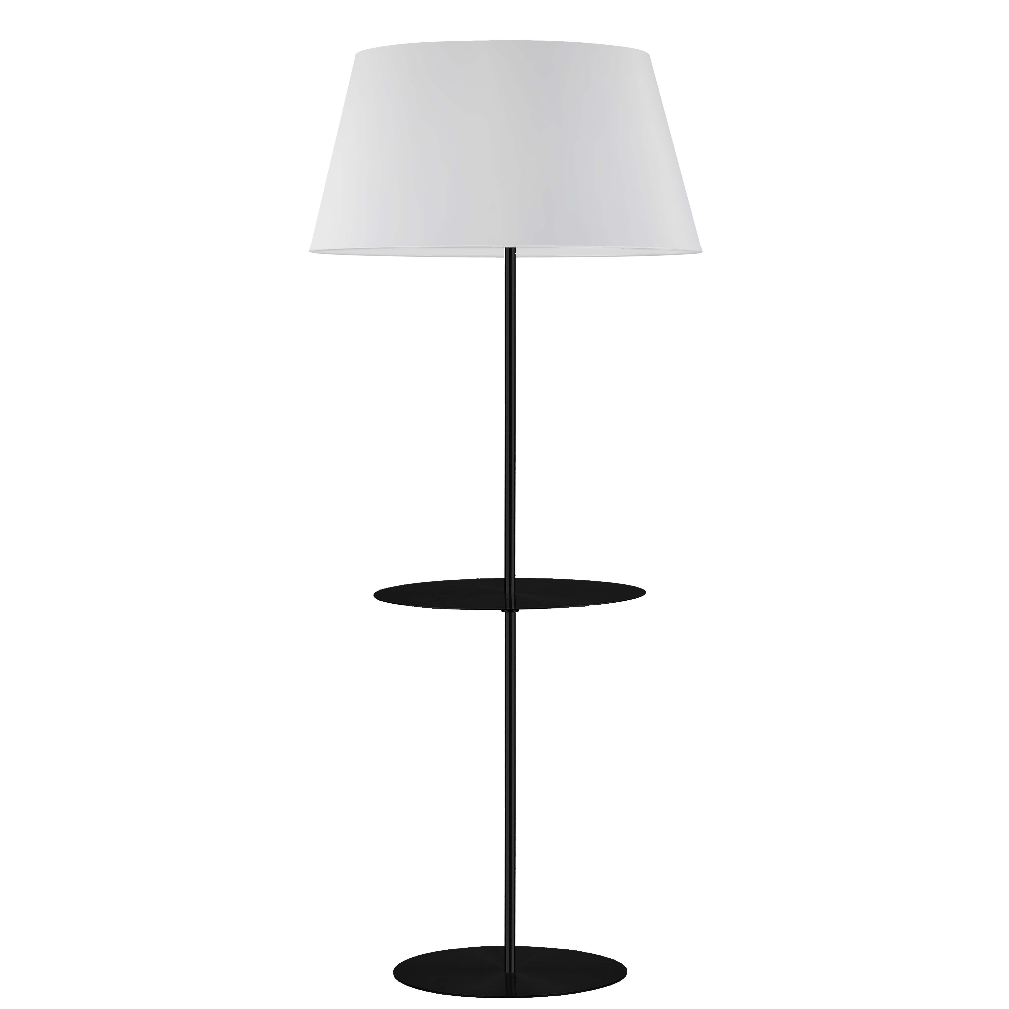 Dainolite 1 Light Round Base Floor with Shelf Incandescent with White Shade