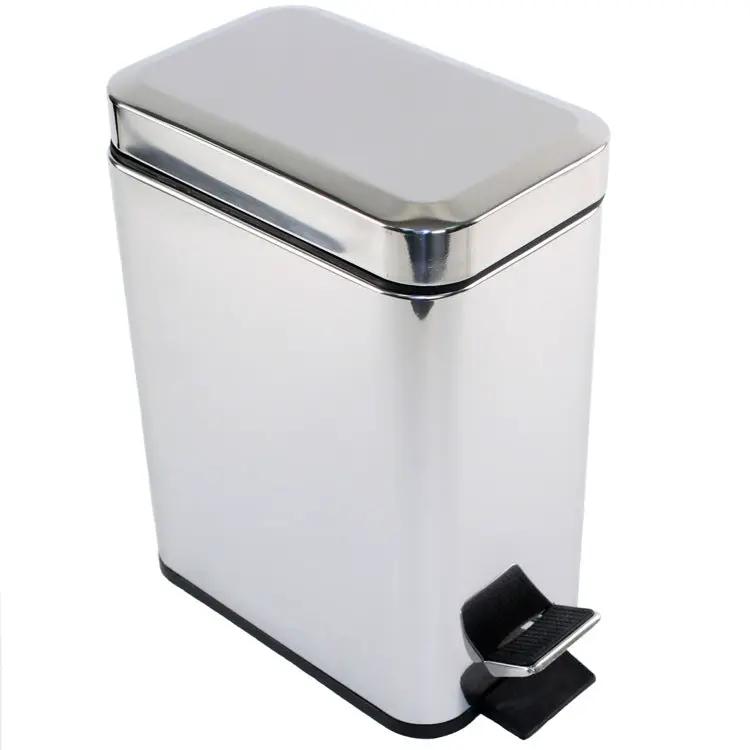 polished chrome waste basket