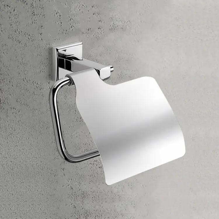 polished chrome toilet roll holder