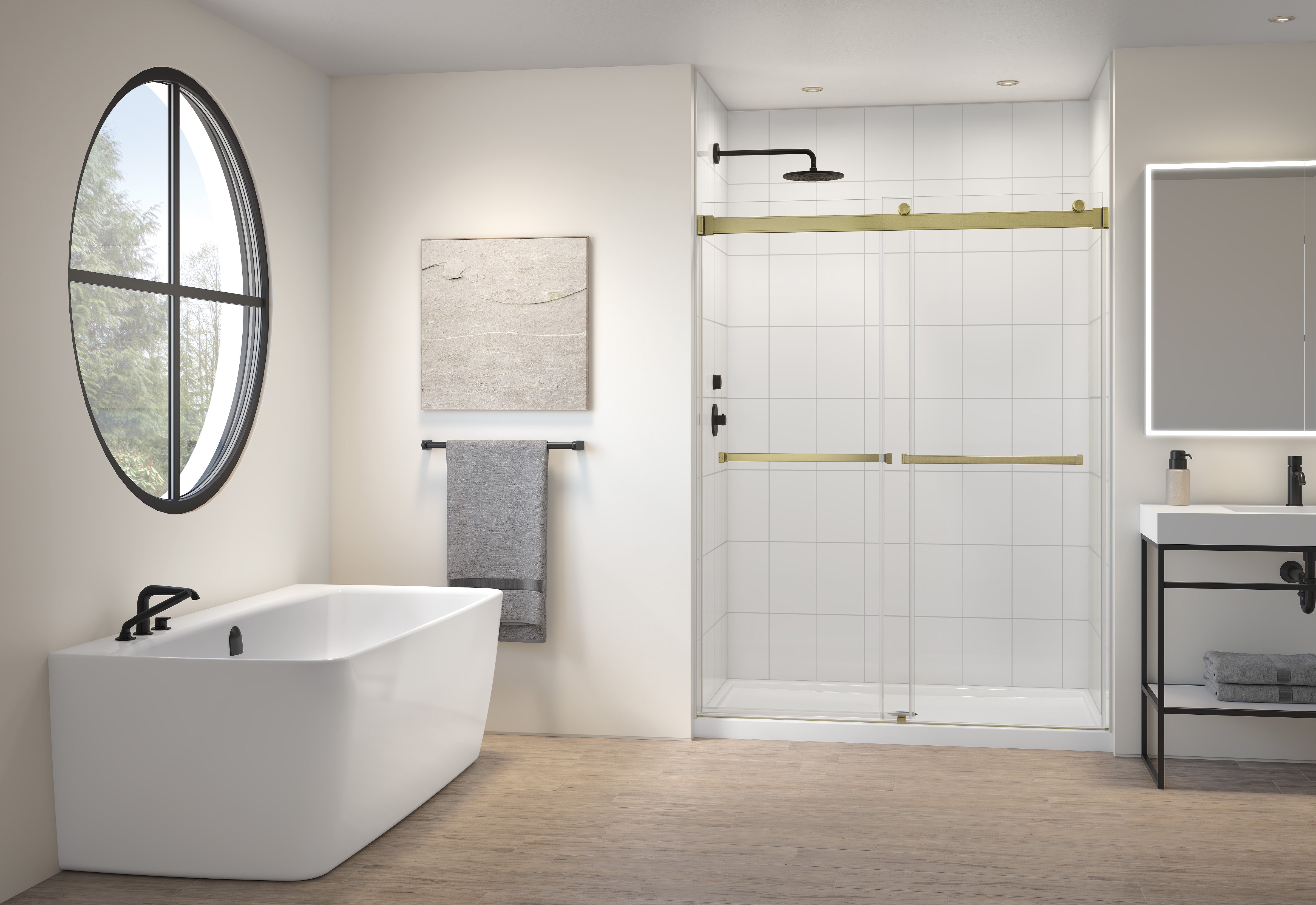 brushed gold shower door