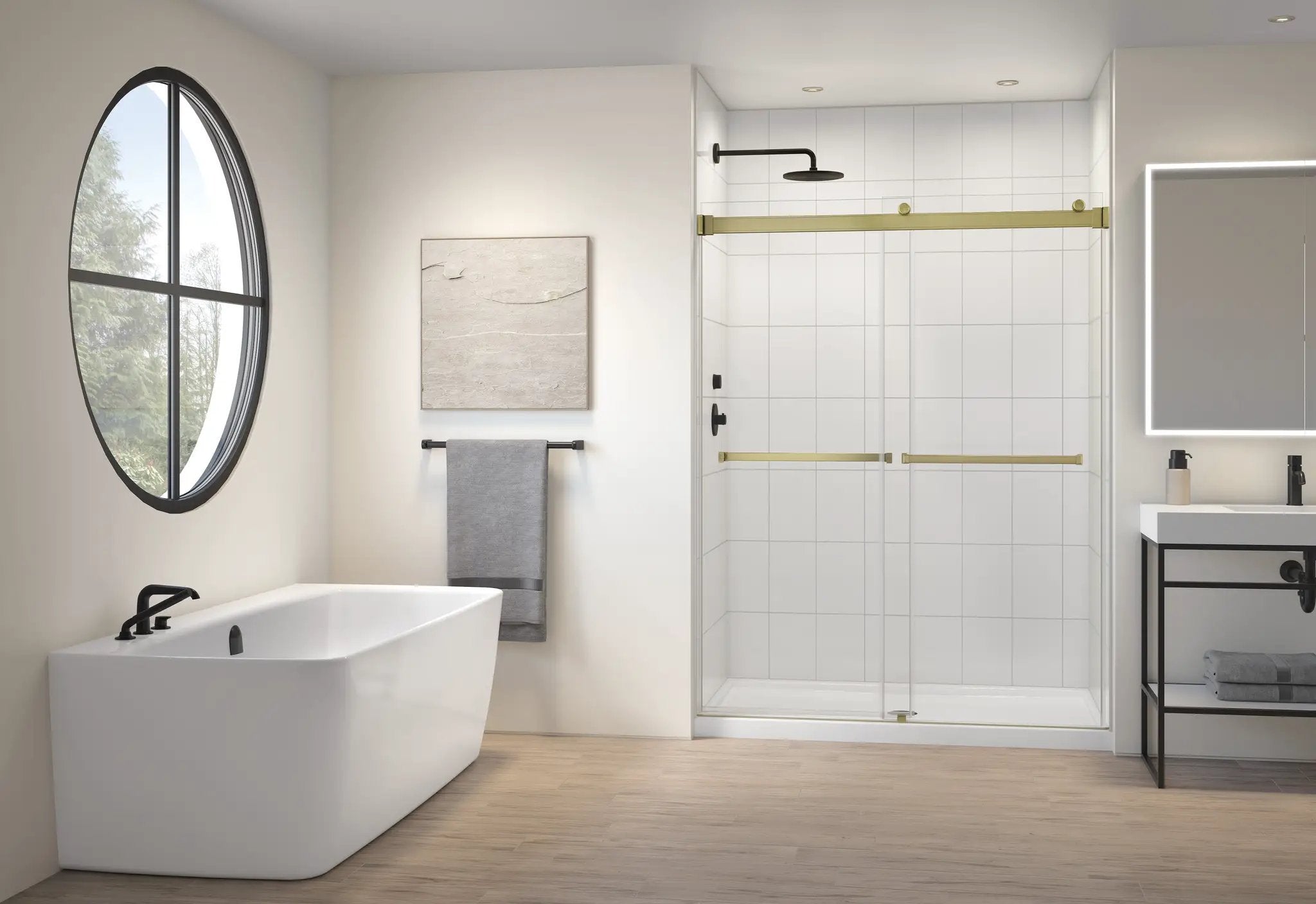brushed gold shower door