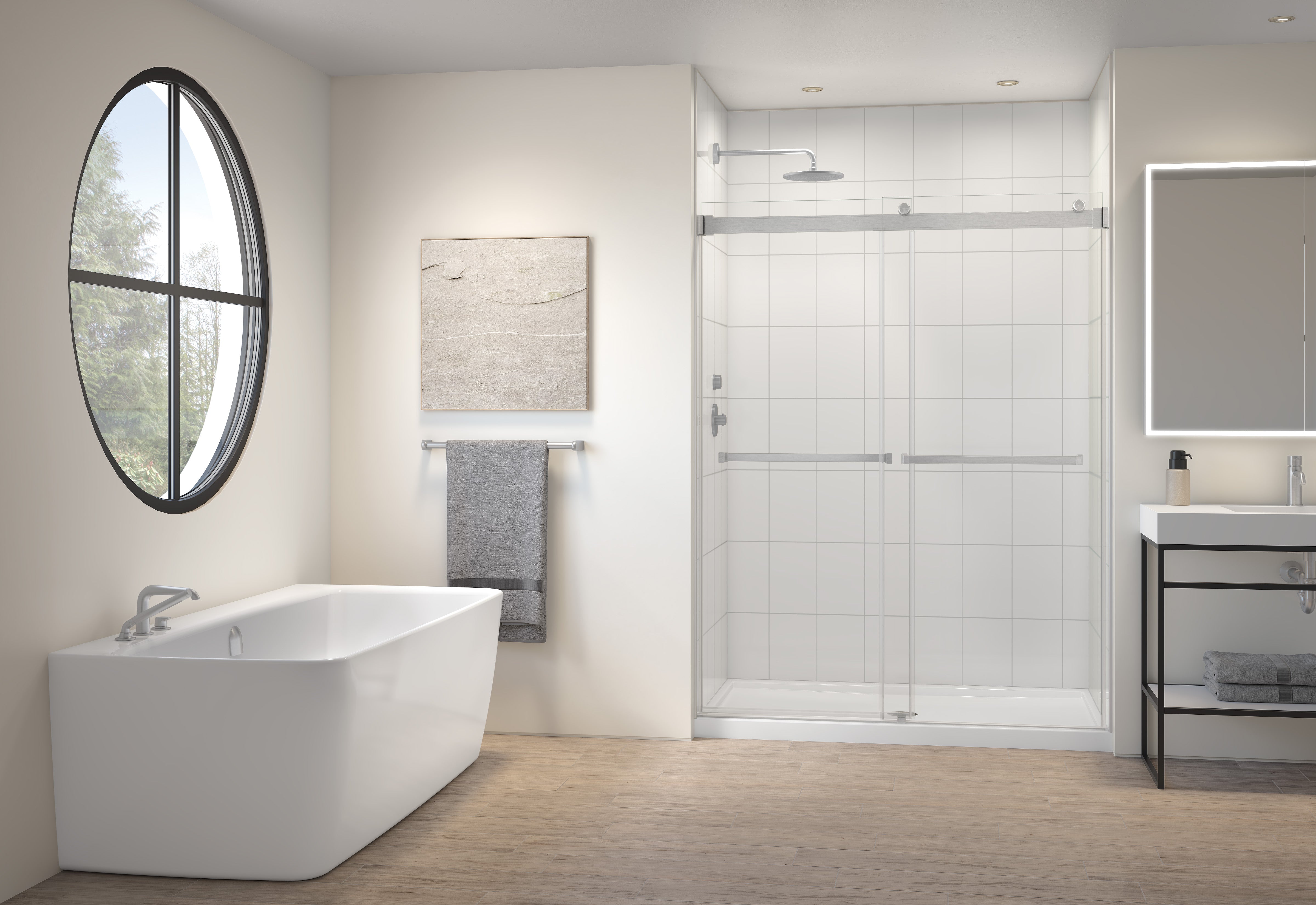 brushed nickel shower door