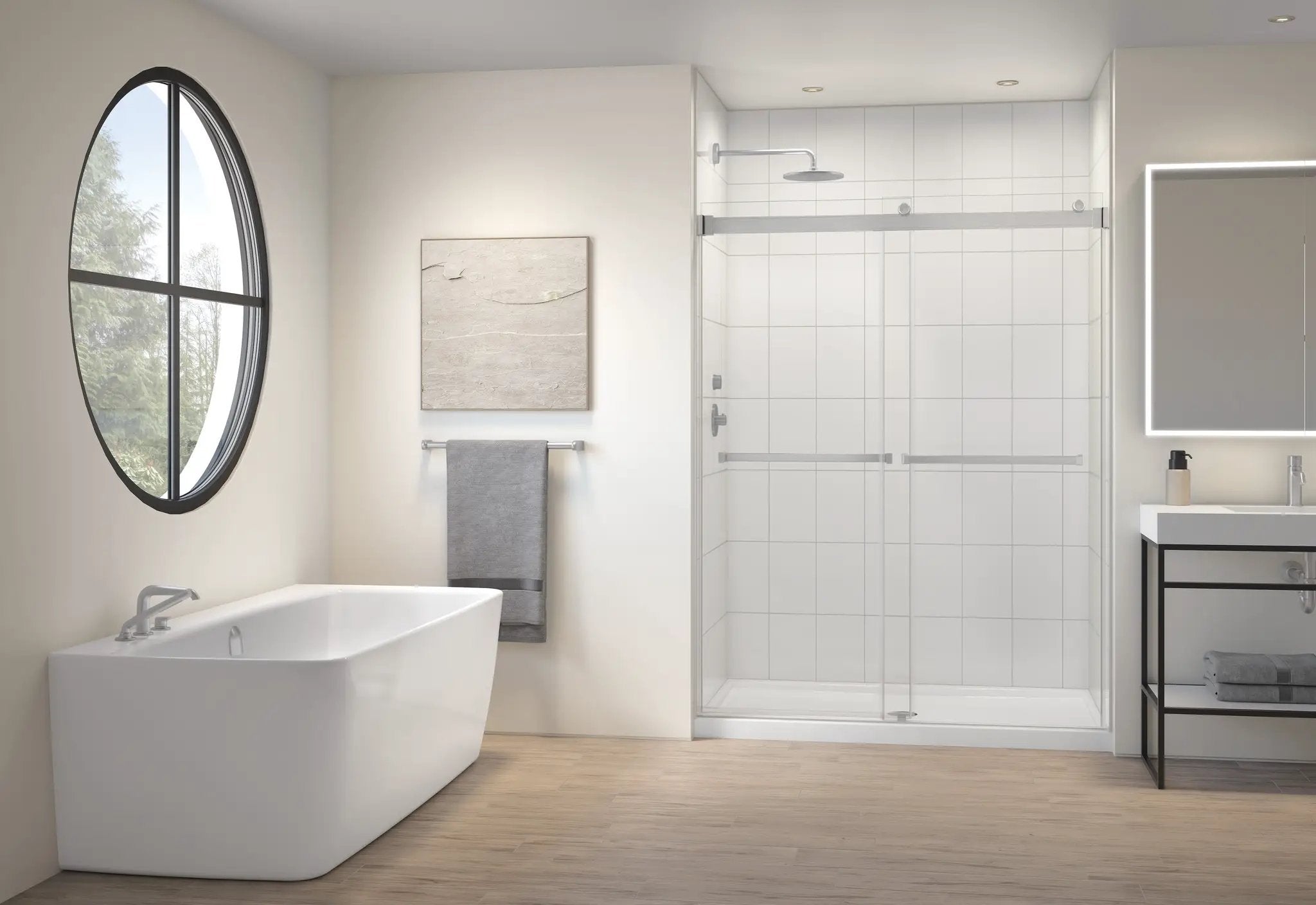 brushed nickel shower door
