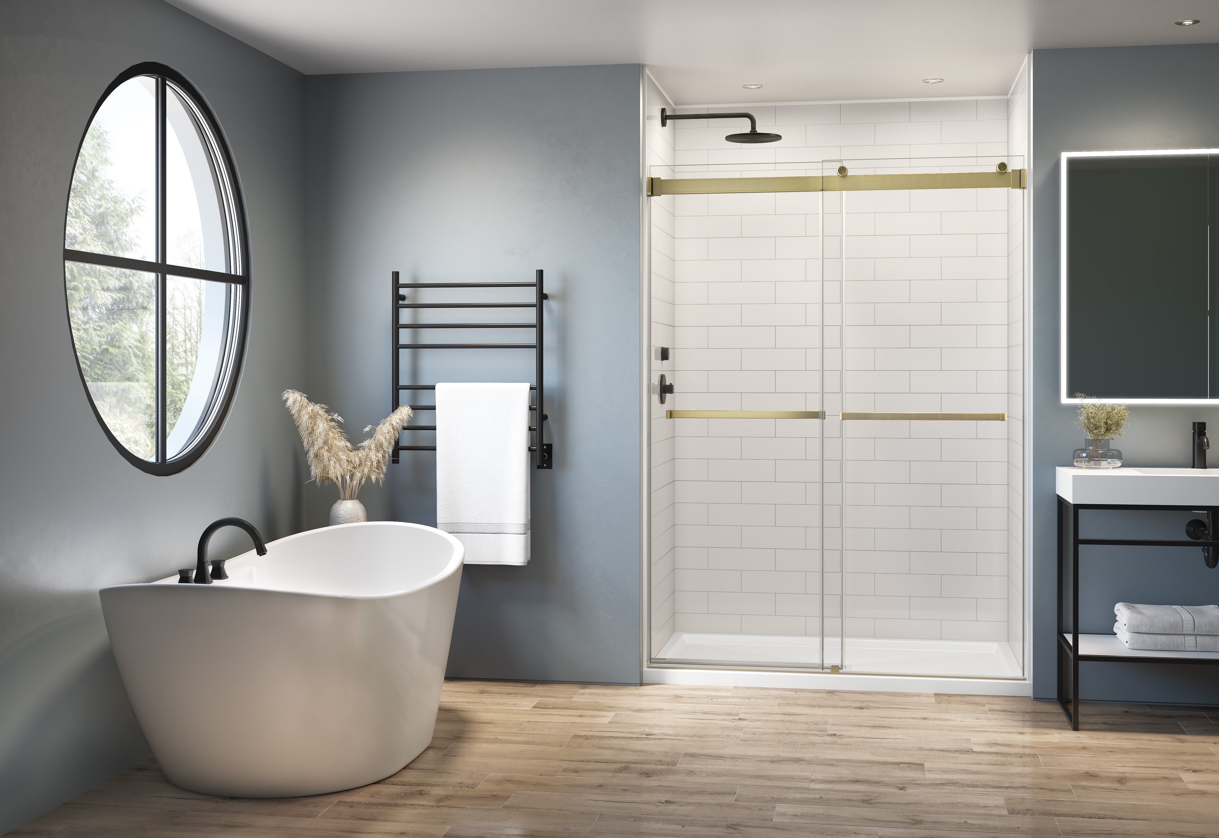 brushed gold shower door