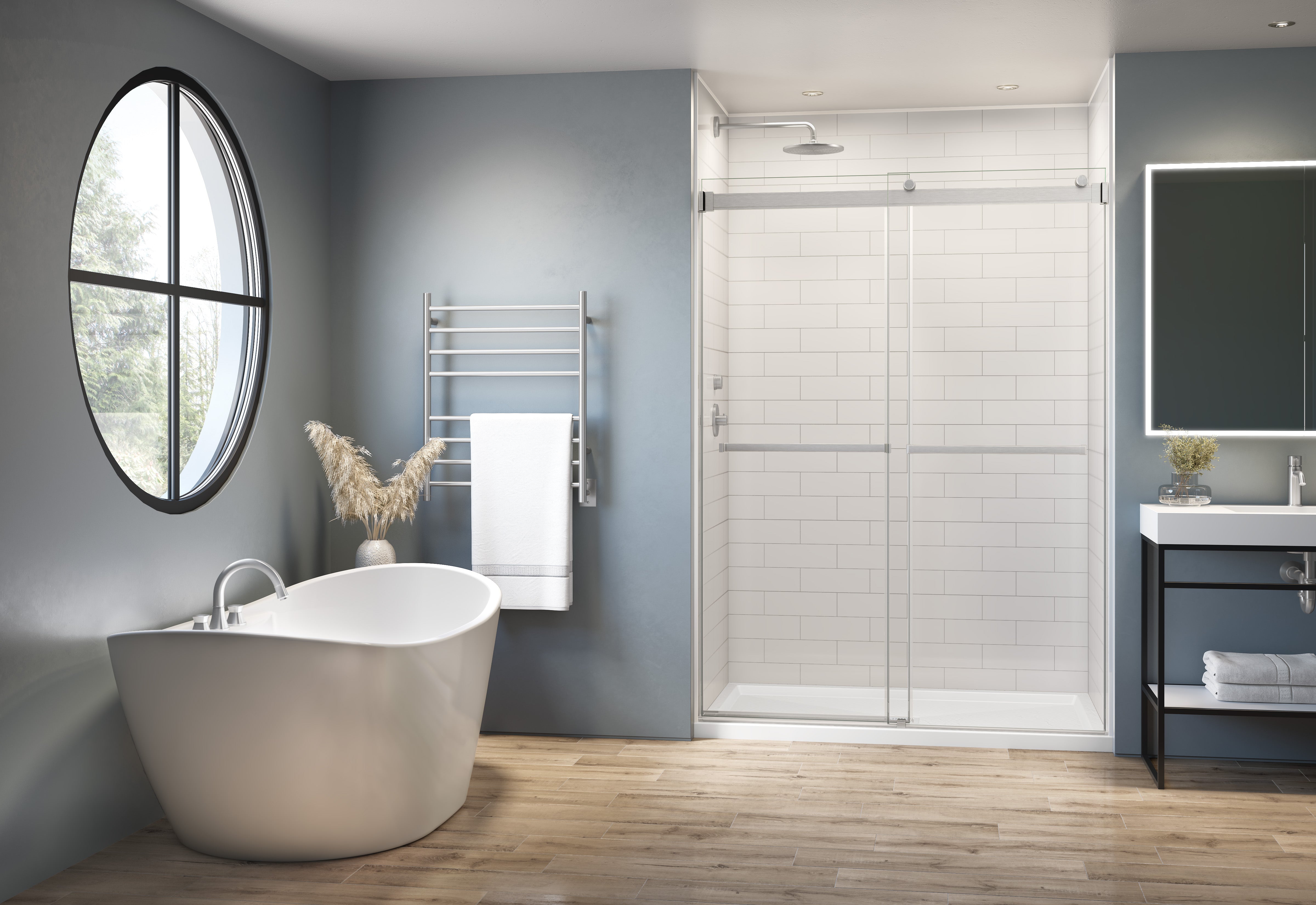 brushed nickel shower door