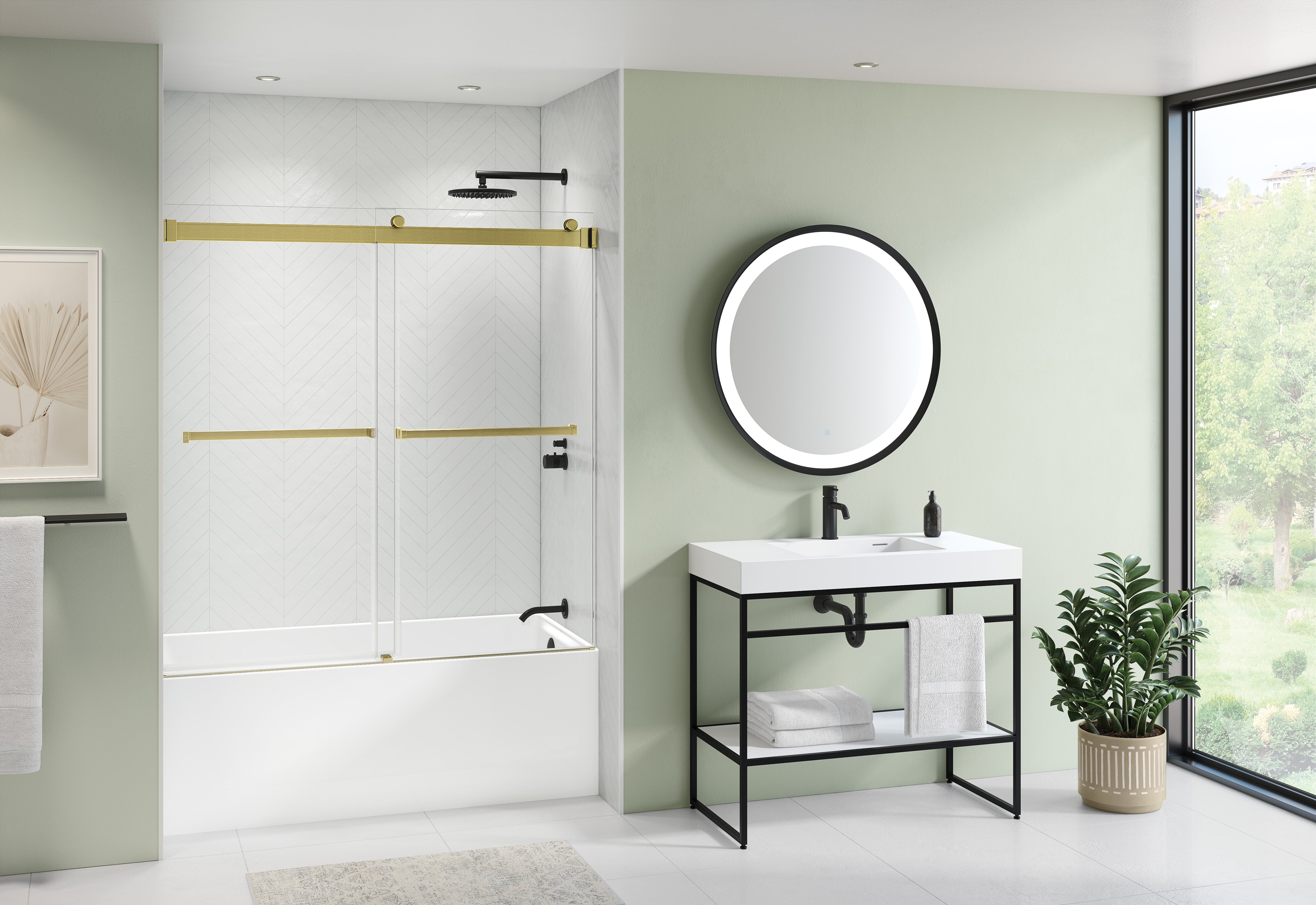 brushed gold tub enclosure