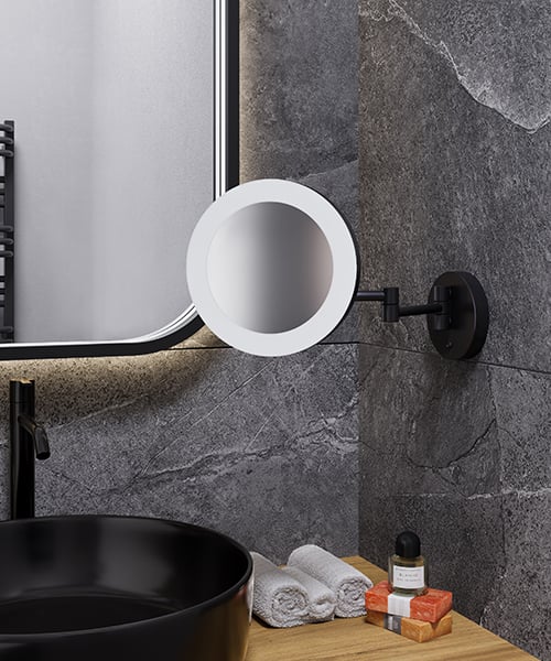 matt black makeup mirror