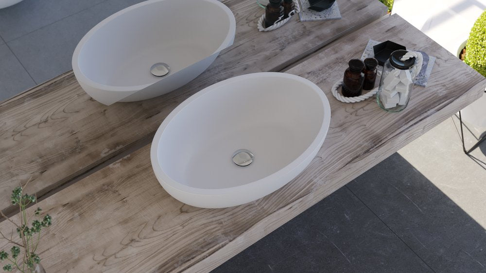 white vessel sink