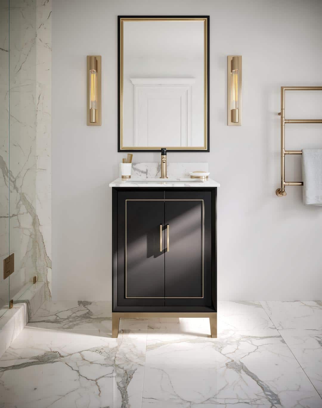carrara marble vanity