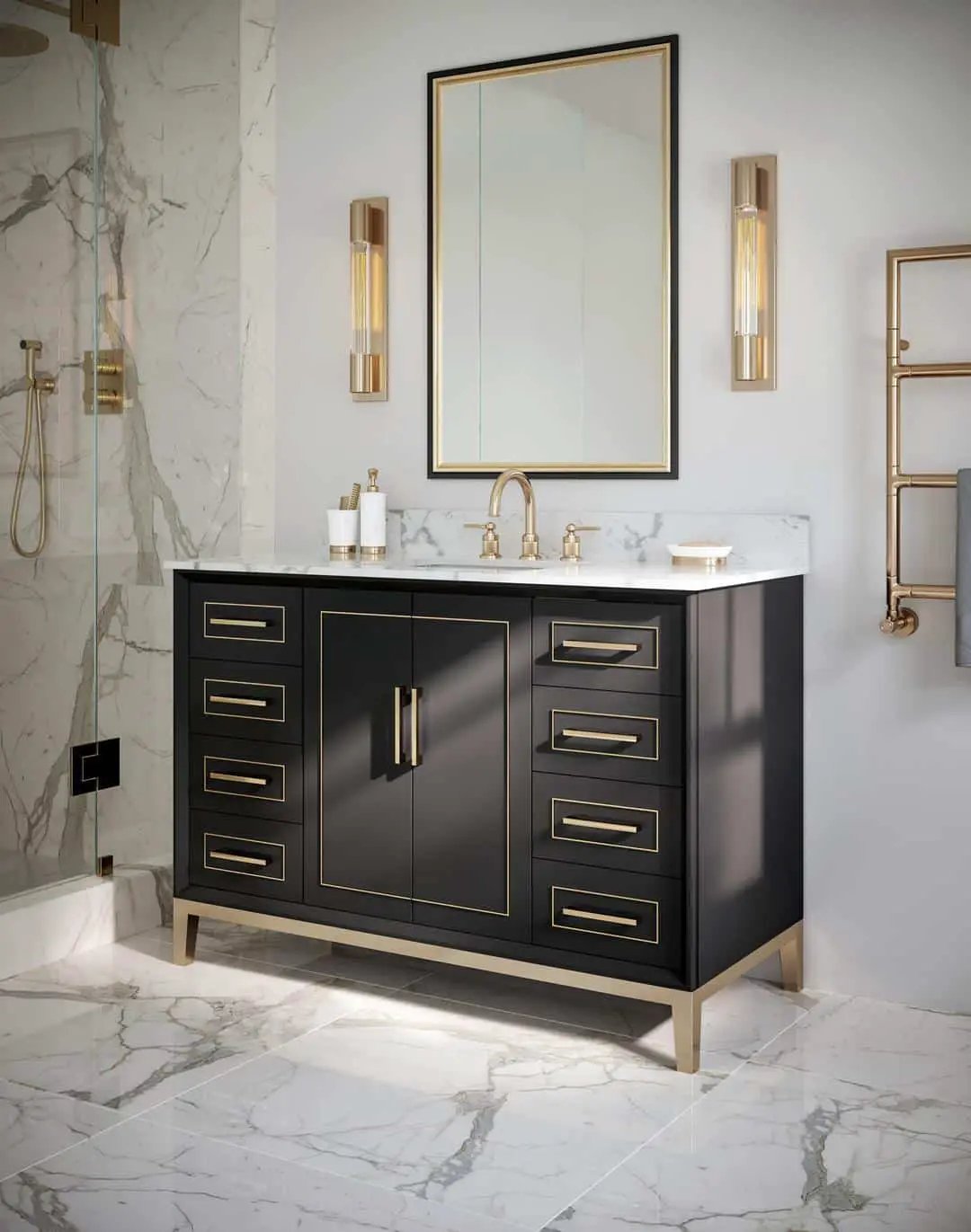 carrara marble vanity