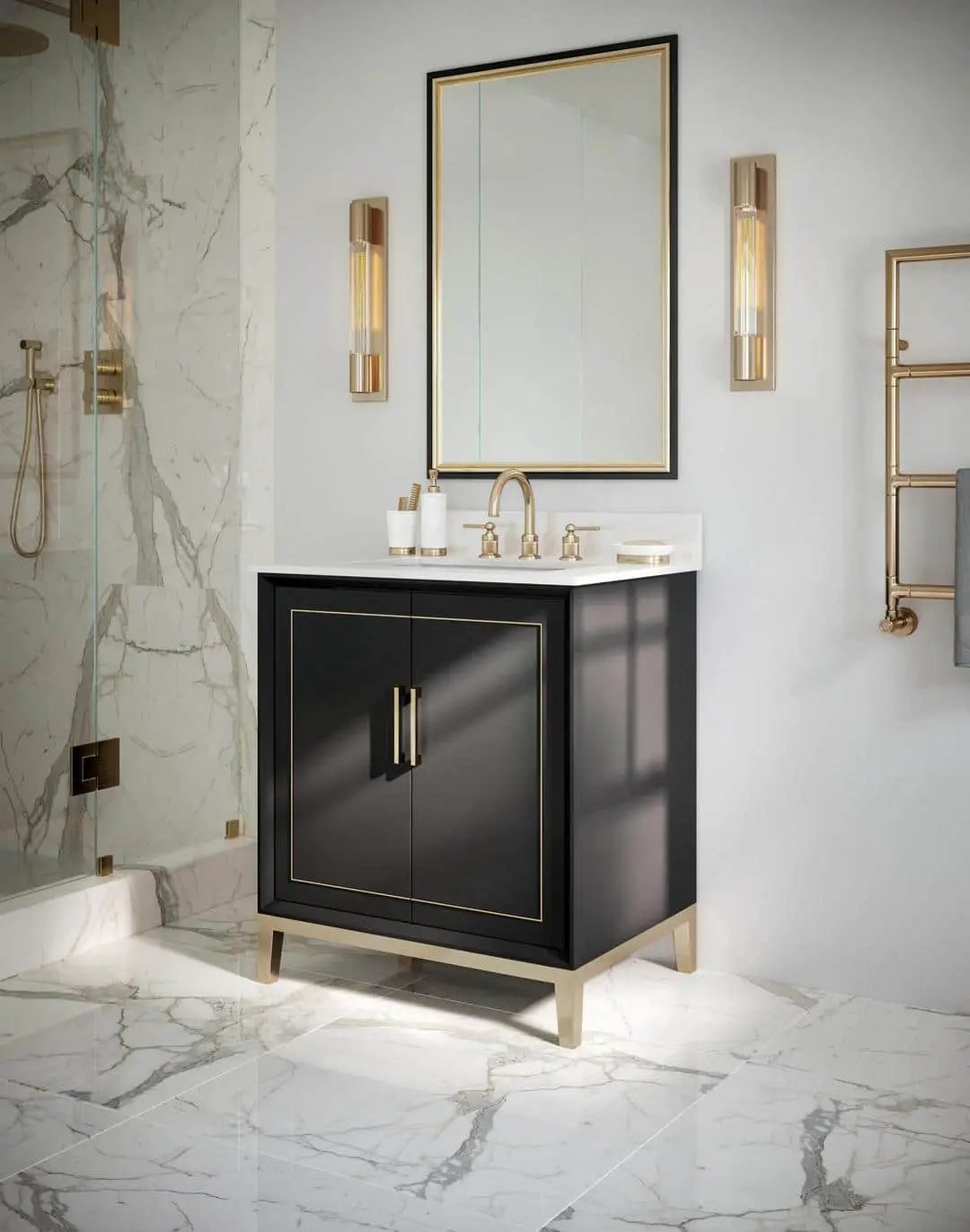 white quartz vanity