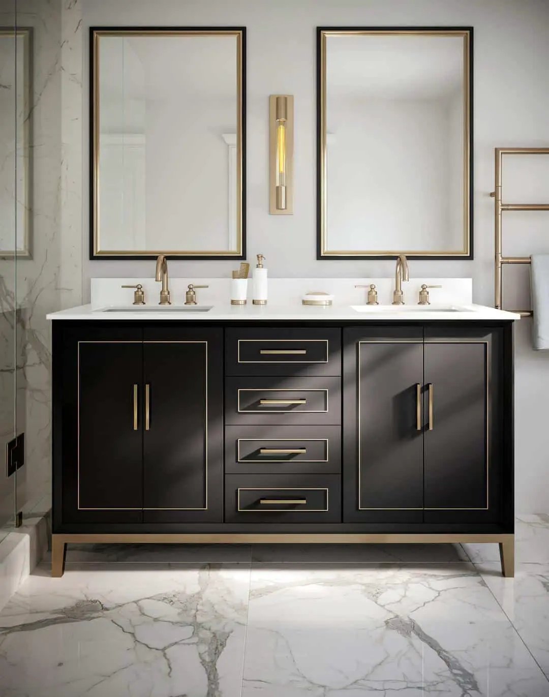 white quartz vanity