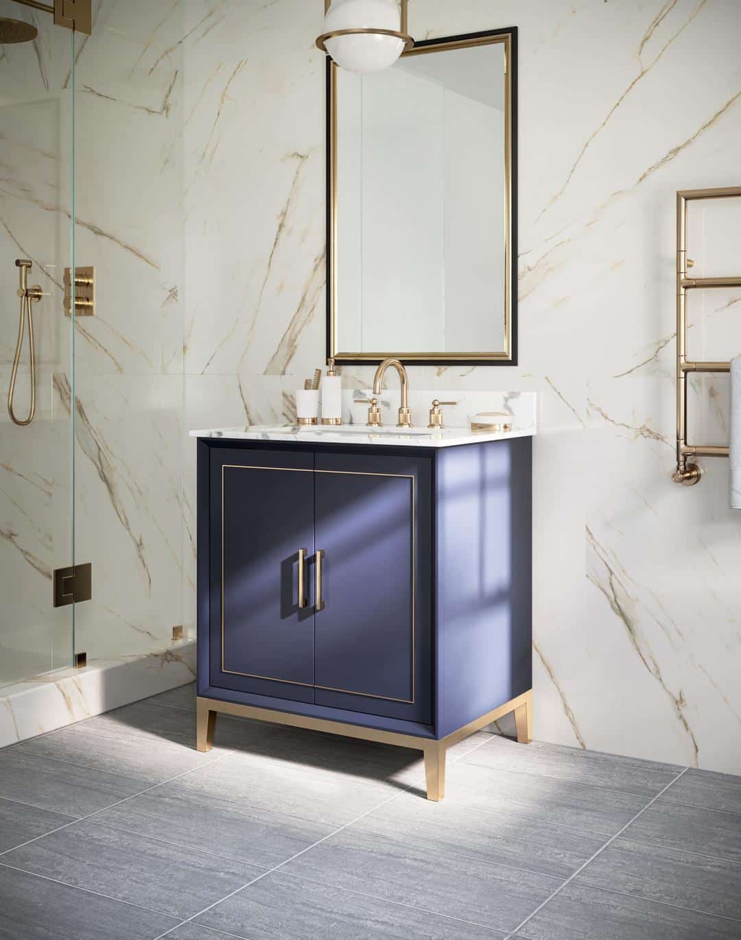 carrara marble vanity