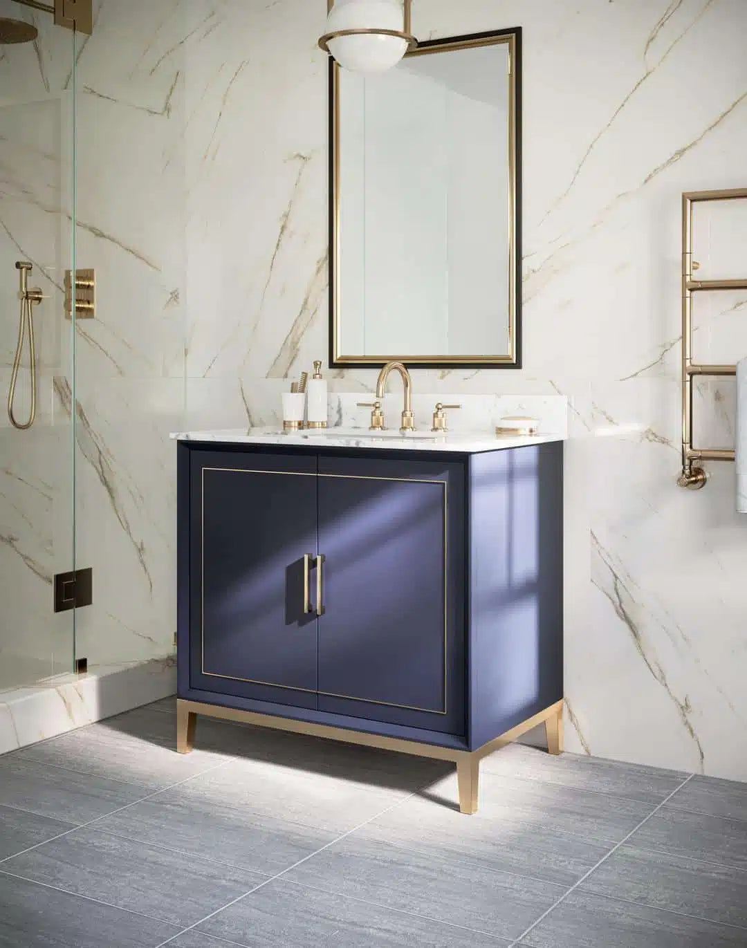 carrara marble vanity