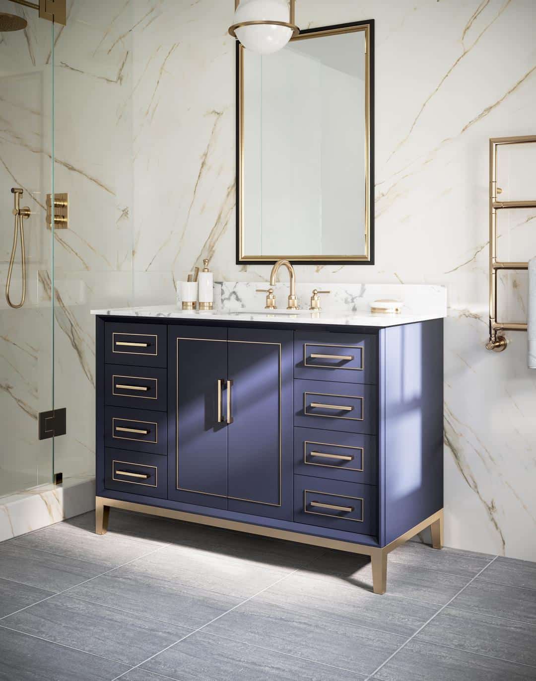 carrara marble vanity