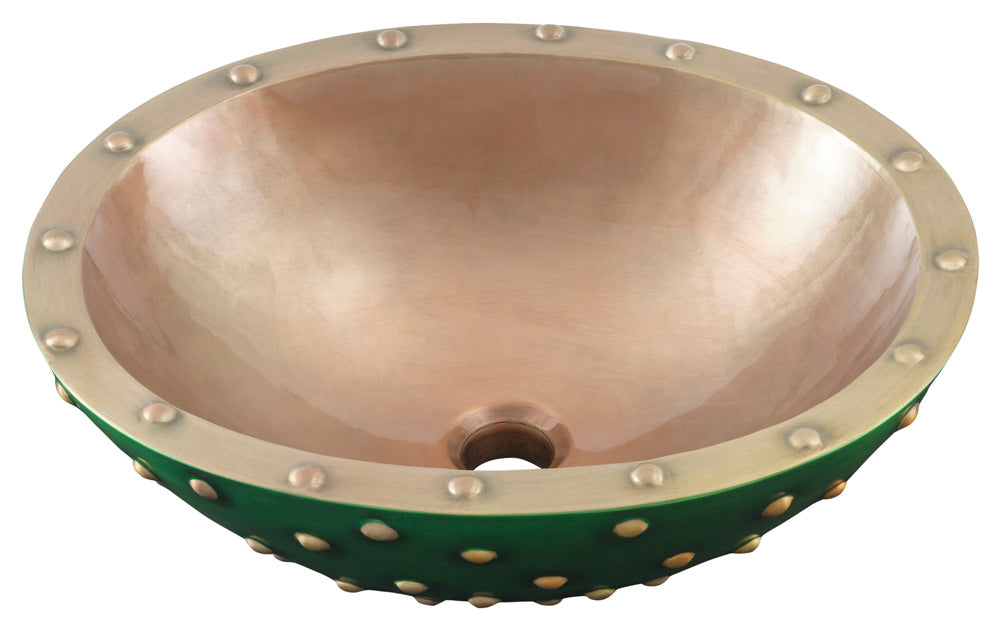 antique satin gold with green lacquer exterior smooth sink