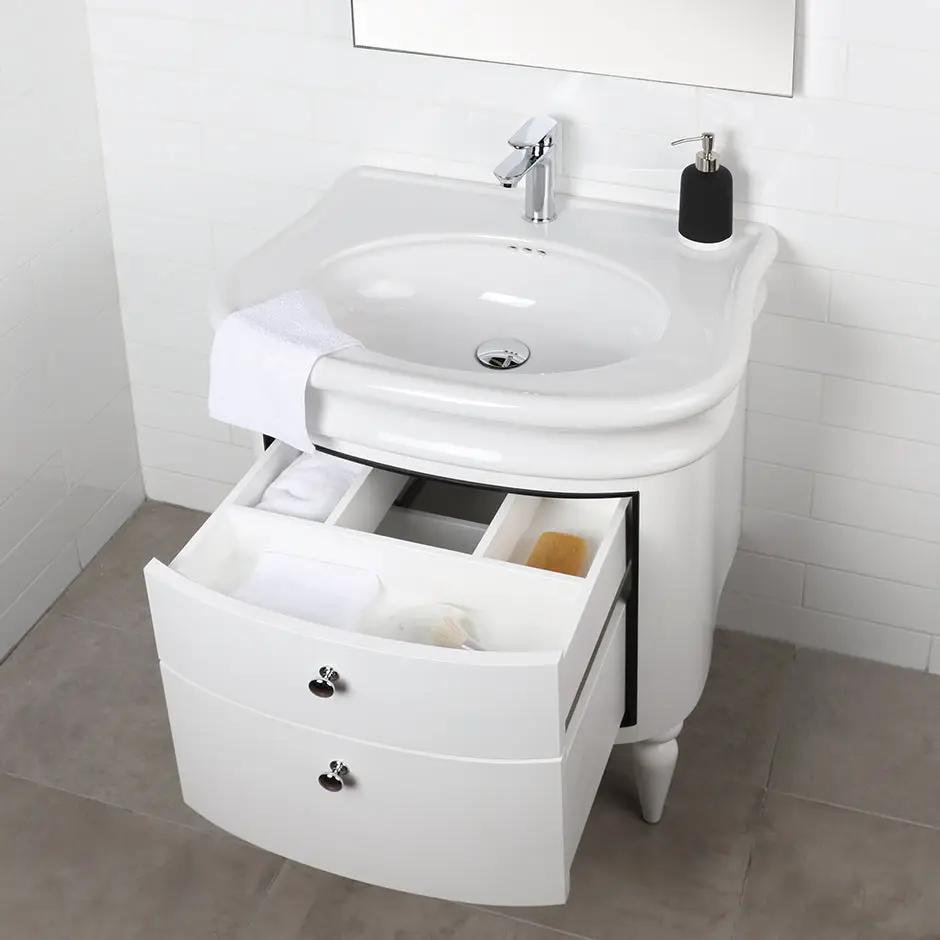 white (black trim) vanity