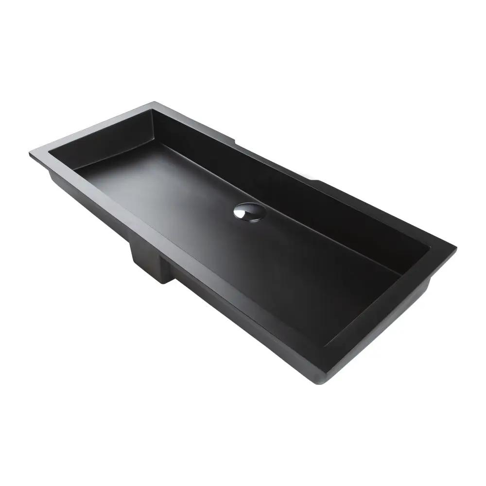 Lacava Kubista 35 1/2" Under-Counter Bathroom Sink Made Of Solid Surface with an Overflow. by Lacava