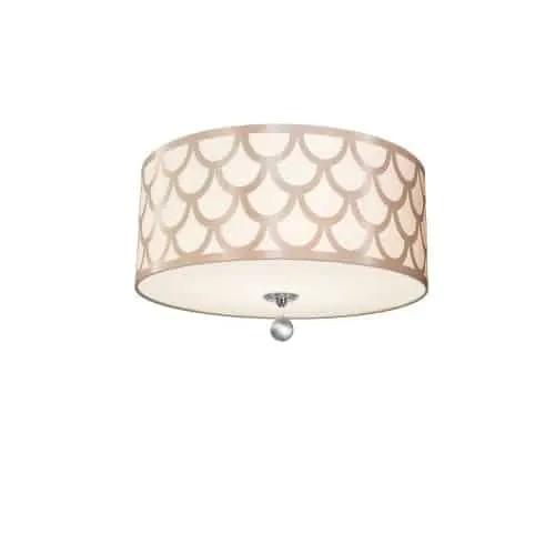 polished chrome with winter gold shade flush mount