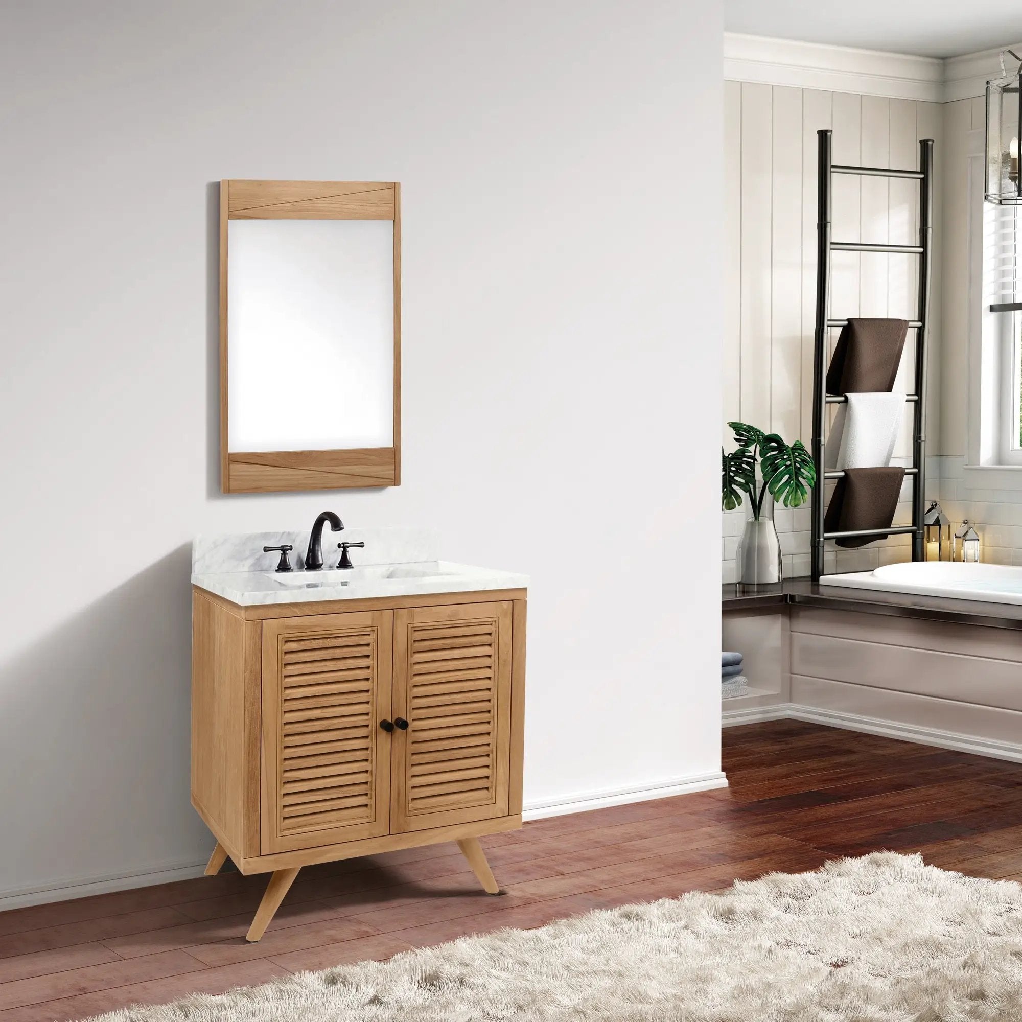 natural teak vanity base