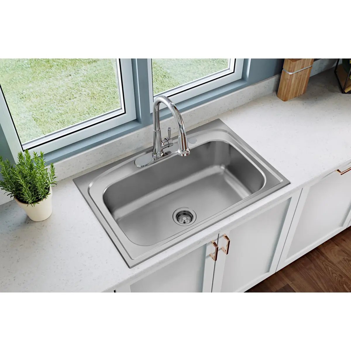 chrome deck mount kitchen faucet