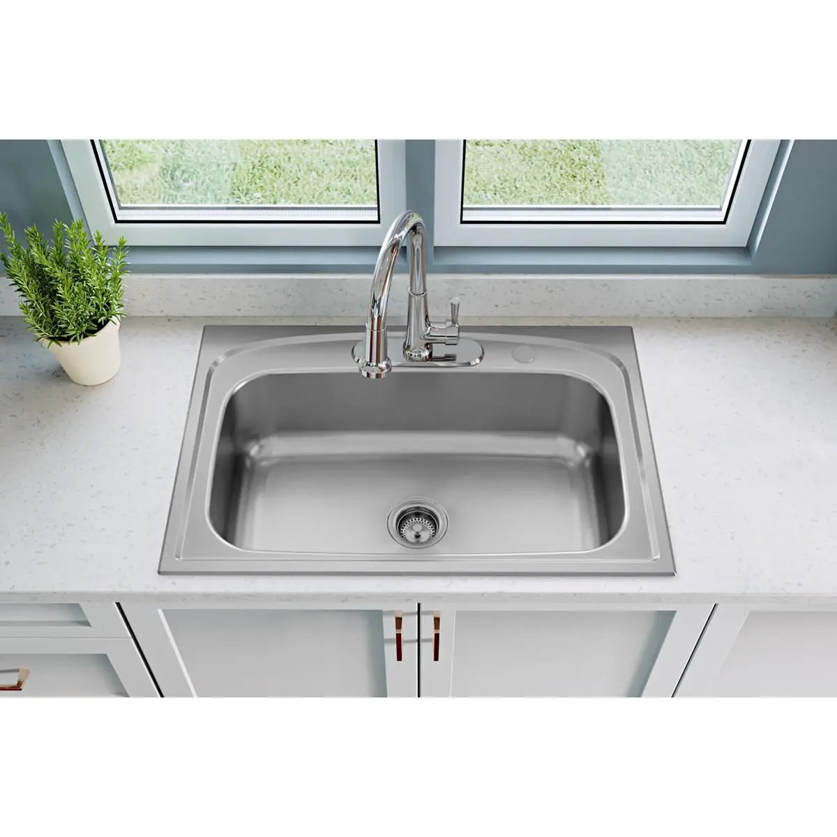chrome deck mount kitchen faucet