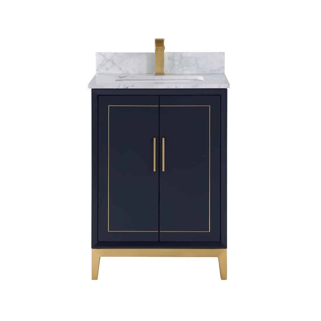 Bemma Gracie 24" Single Bathroom Vanity Set Pacific Blue with Satin Brass Trim