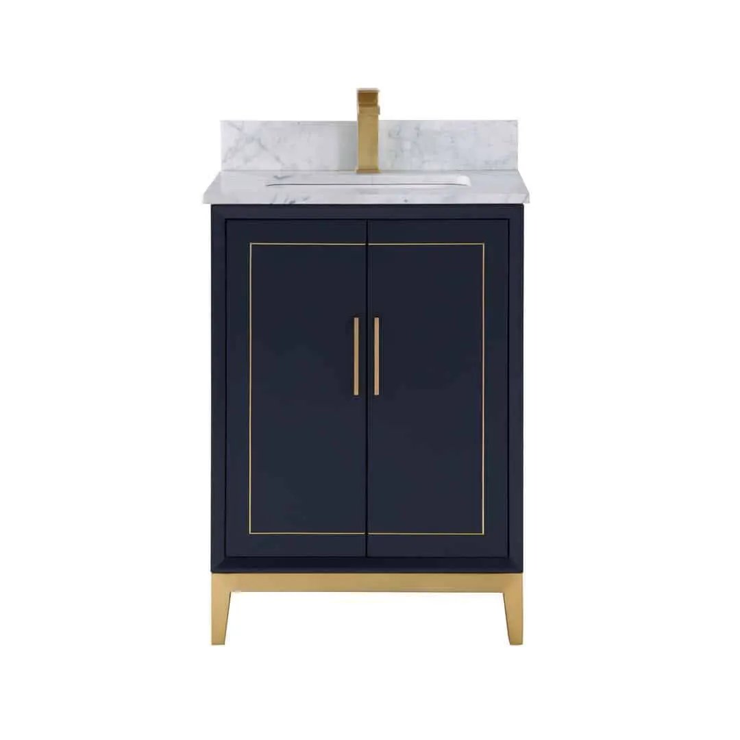 Bemma Gracie 24" Single Bathroom Vanity Set Pacific Blue with Satin Brass Trim by Bemma