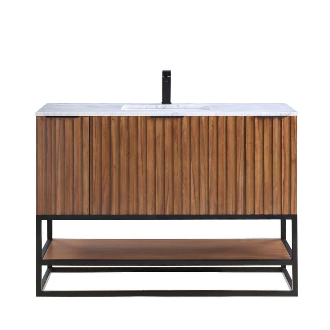 Bemma Terra 48" Single Bathroom Vanity Set Walnut with Matte Black