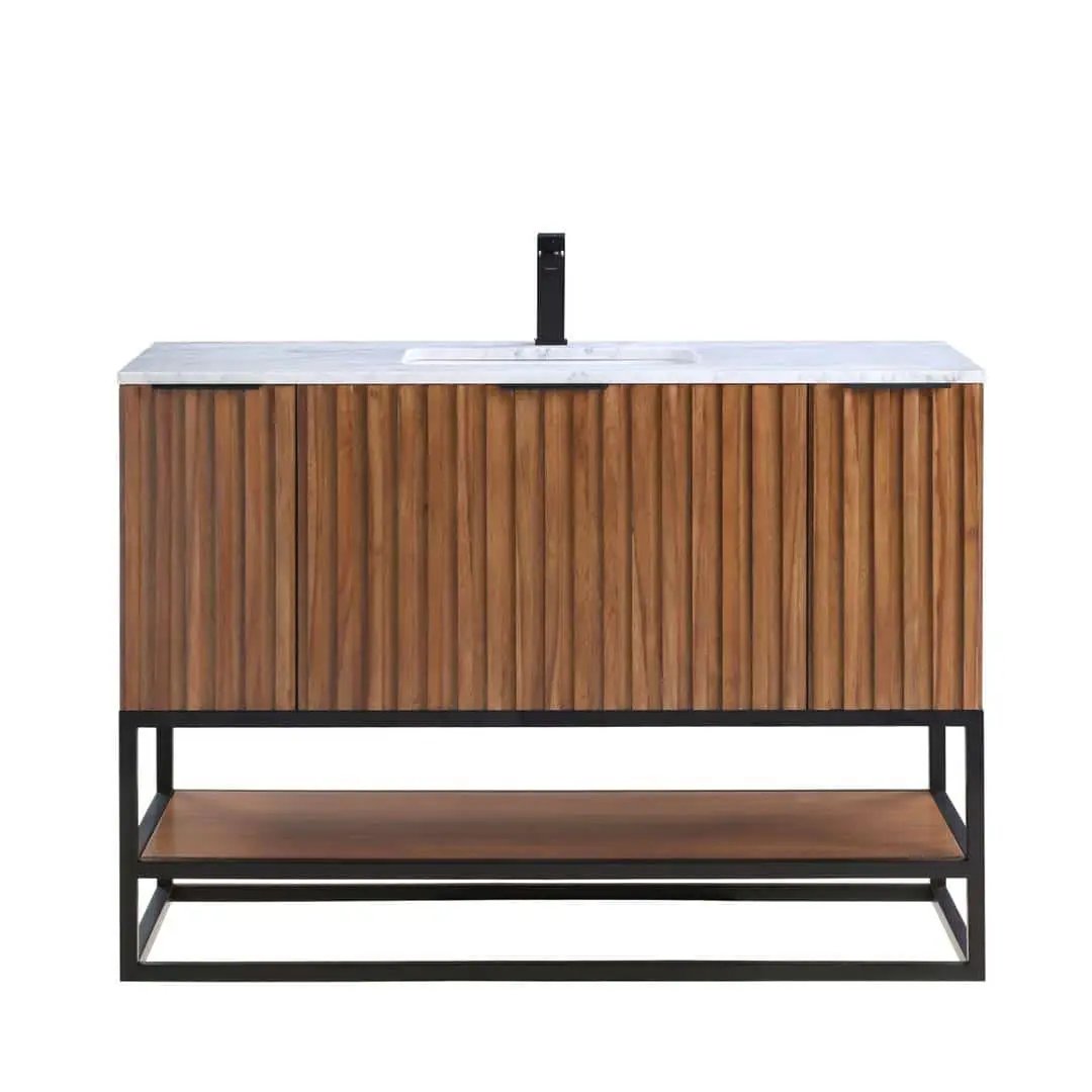 Bemma Terra 48" Single Bathroom Vanity Set Walnut with Matte Black by Bemma