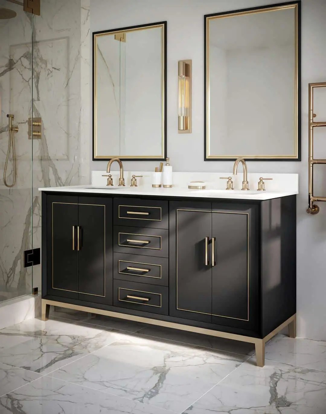 white quartz vanity