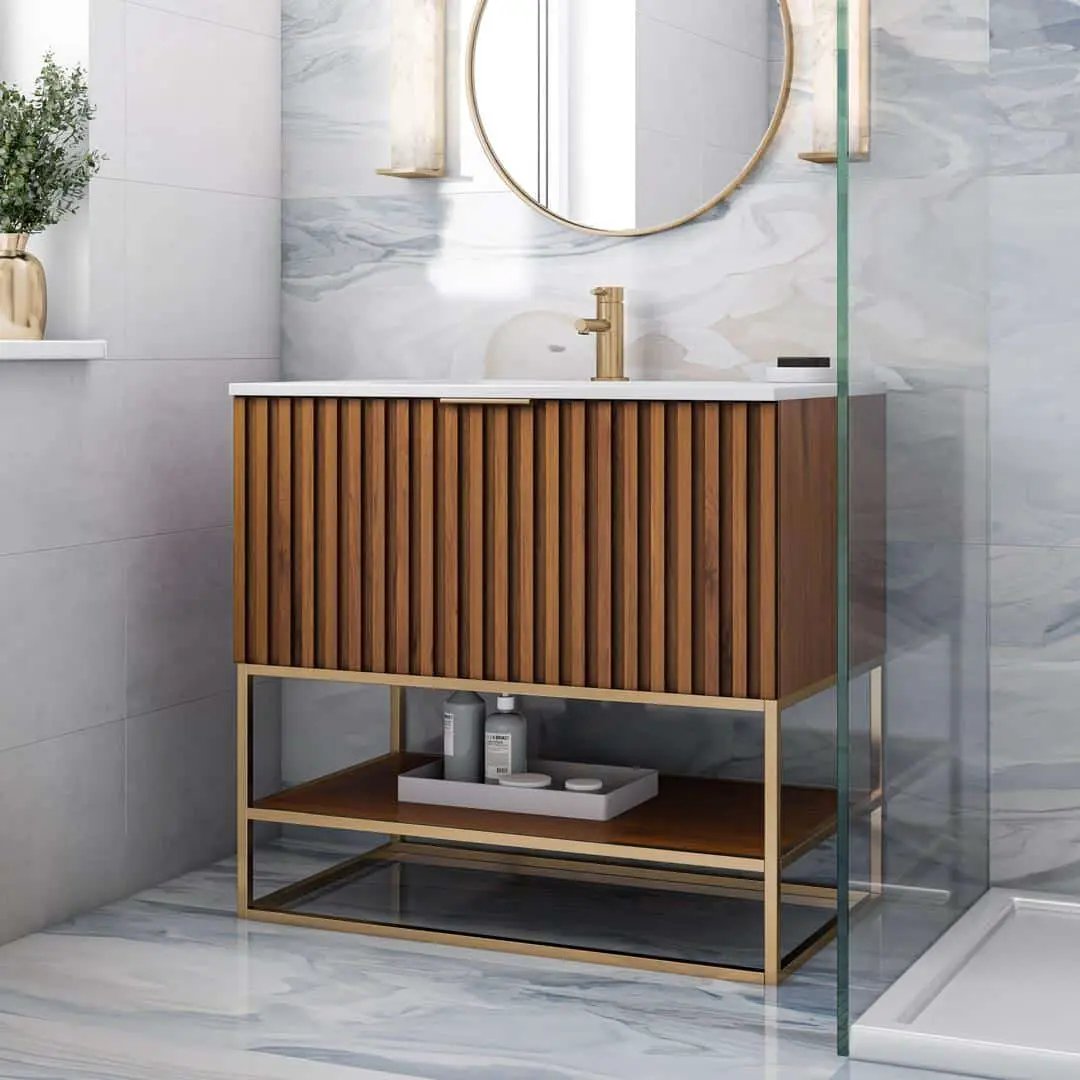 white quartz vanity