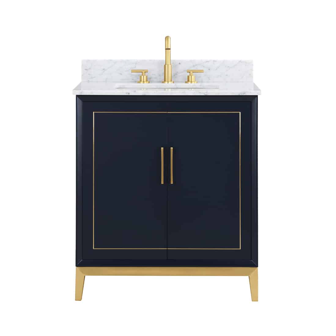 Bemma Gracie 30" Single Bathroom Vanity Set Pacific Blue with Satin Brass Trim