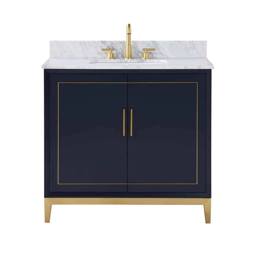 Bemma Gracie 36" Single Bathroom Vanity Set Pacific Blue with Satin Brass Trim by Bemma