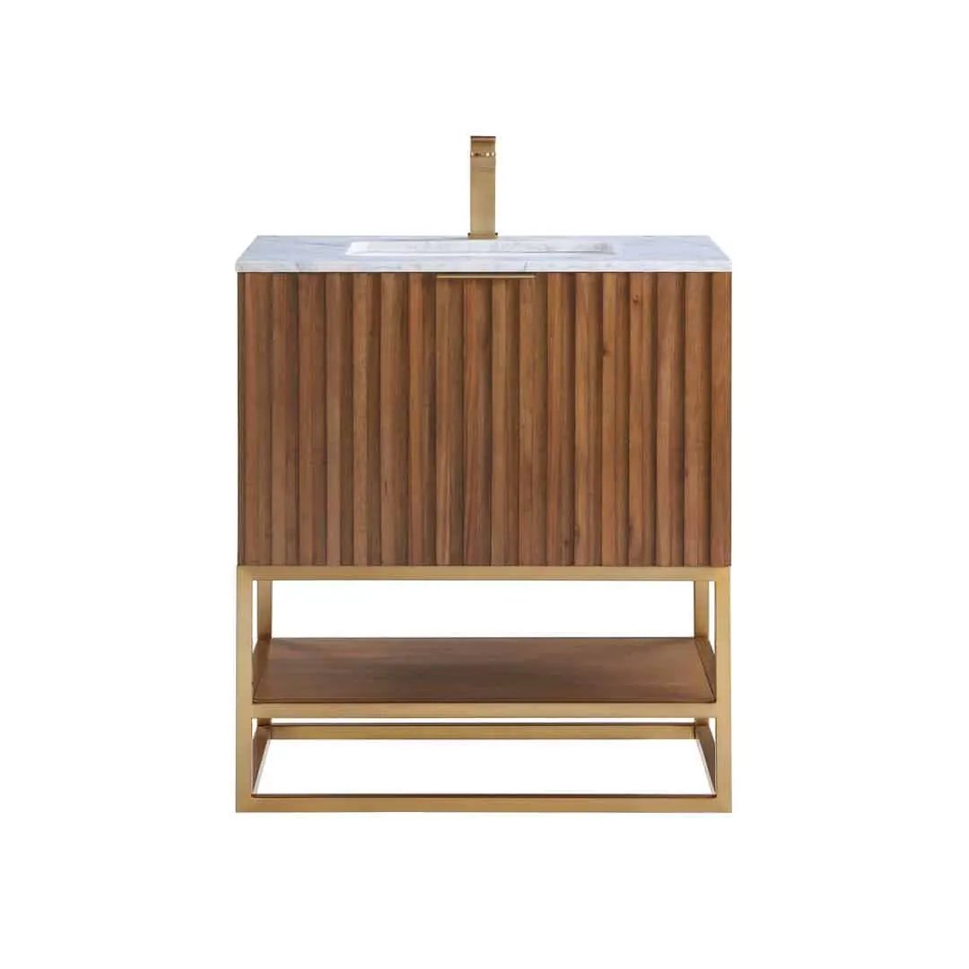 Bemma Terra 30" Single Bathroom Vanity Set Walnut with Satin Brass Trim by Bemma