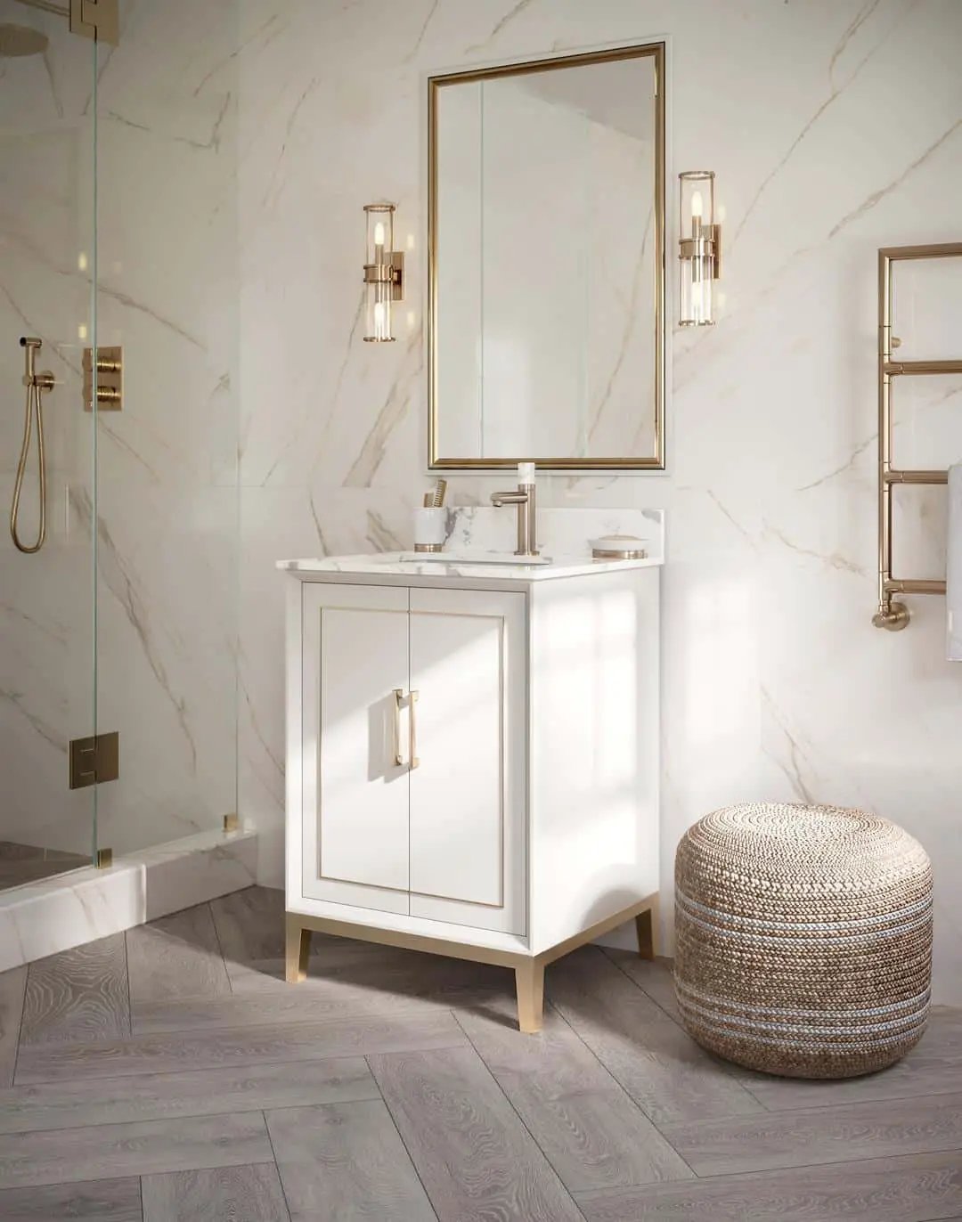 carrara marble vanity