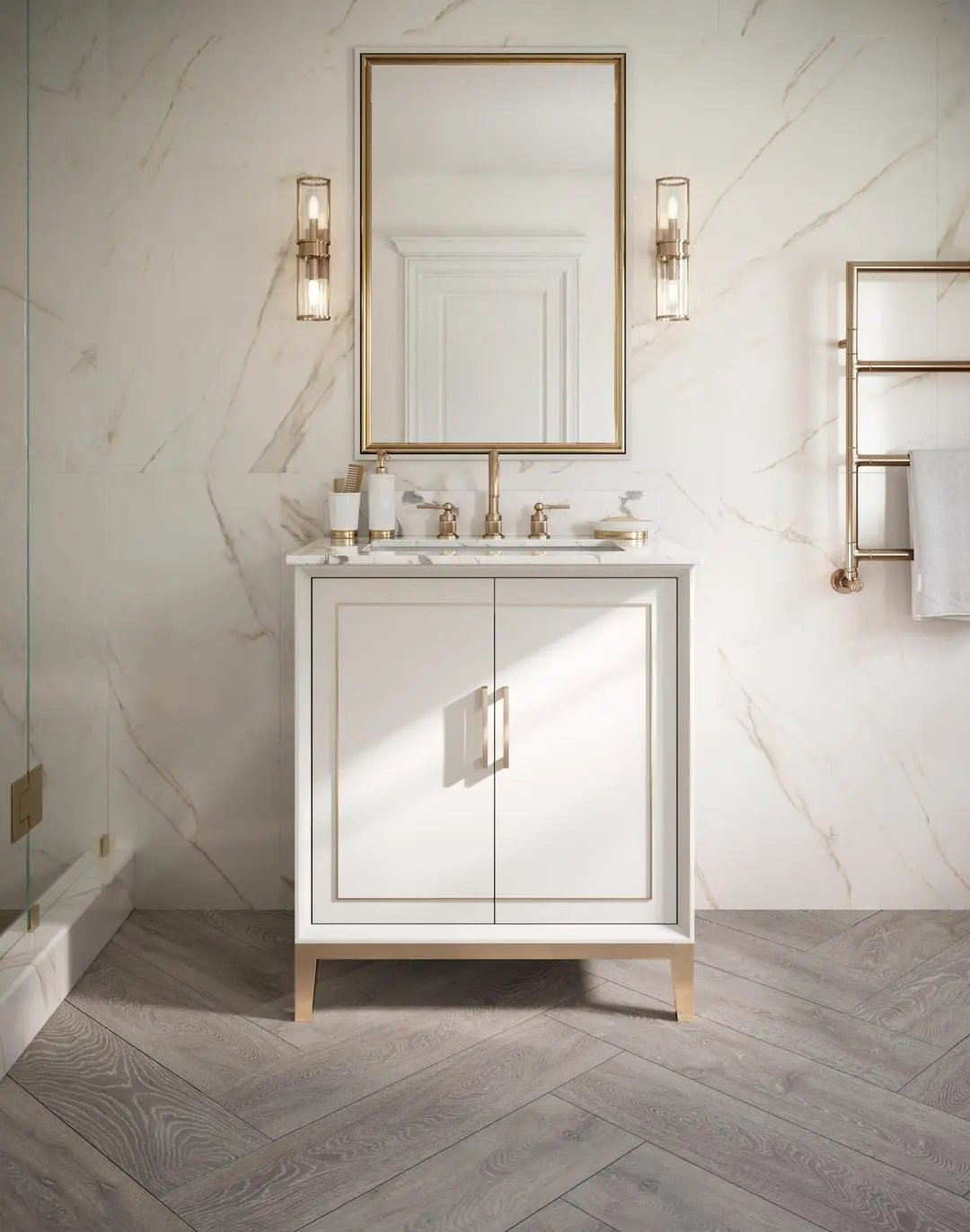 carrara marble vanity