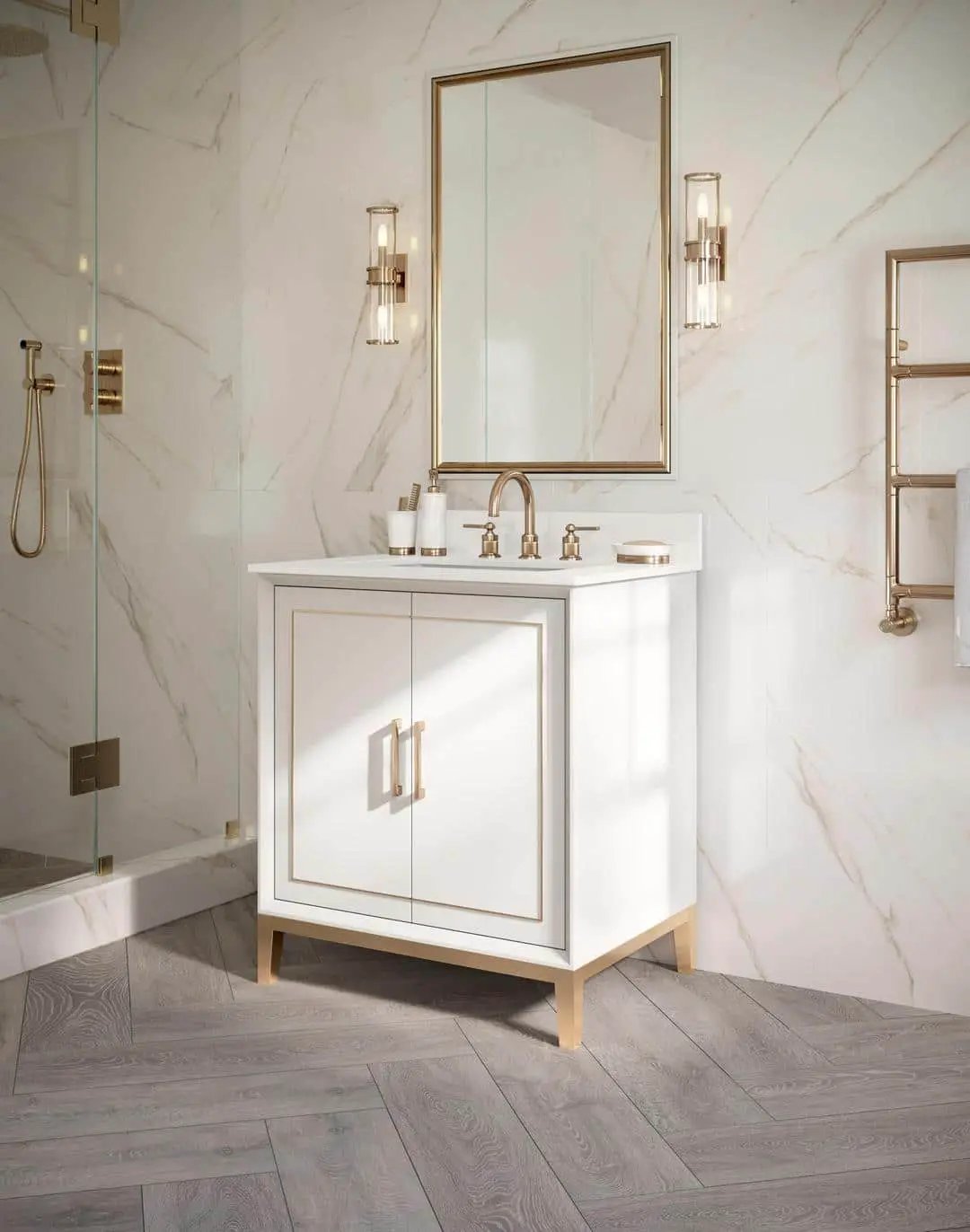 white quartz vanity