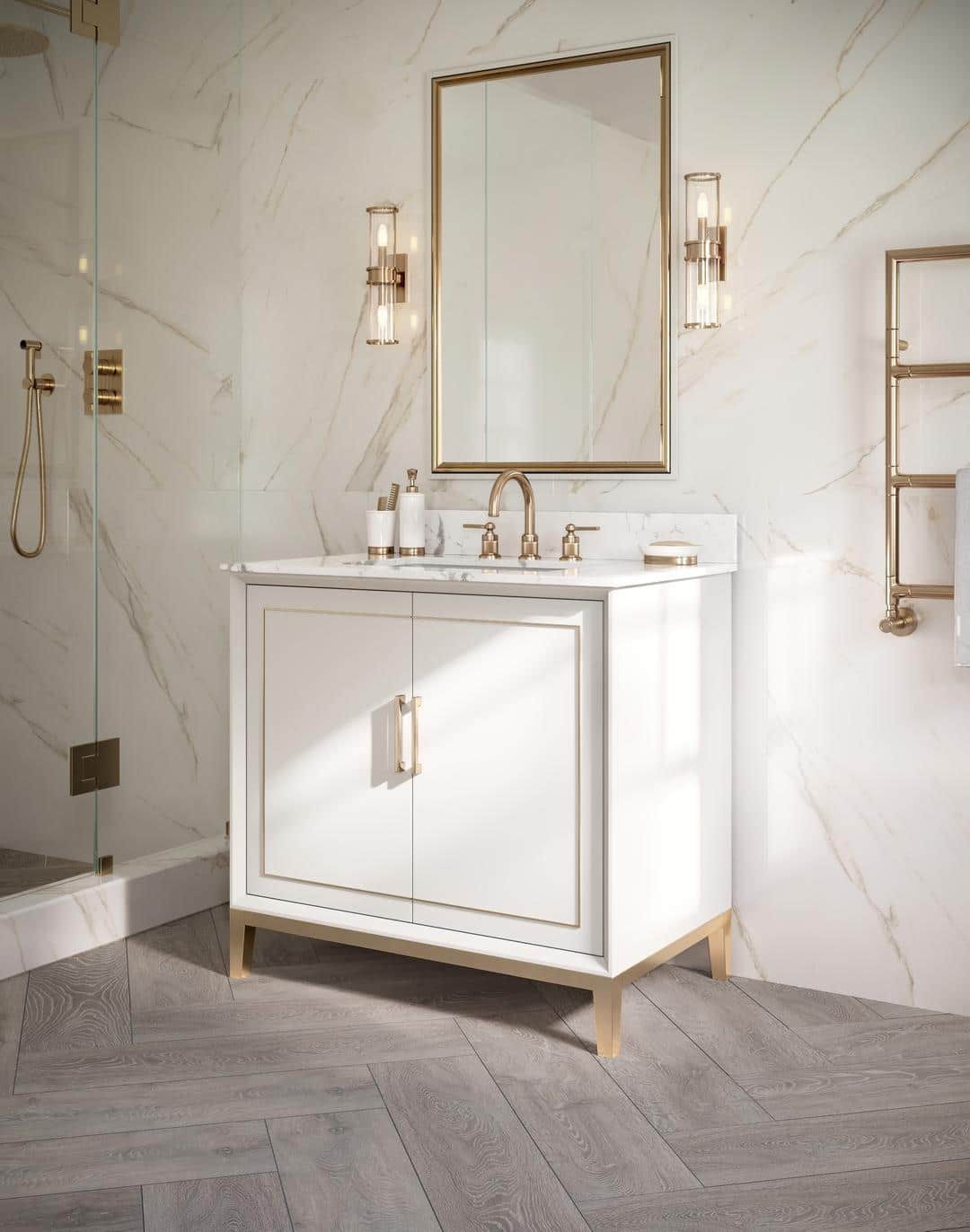 carrara marble vanity