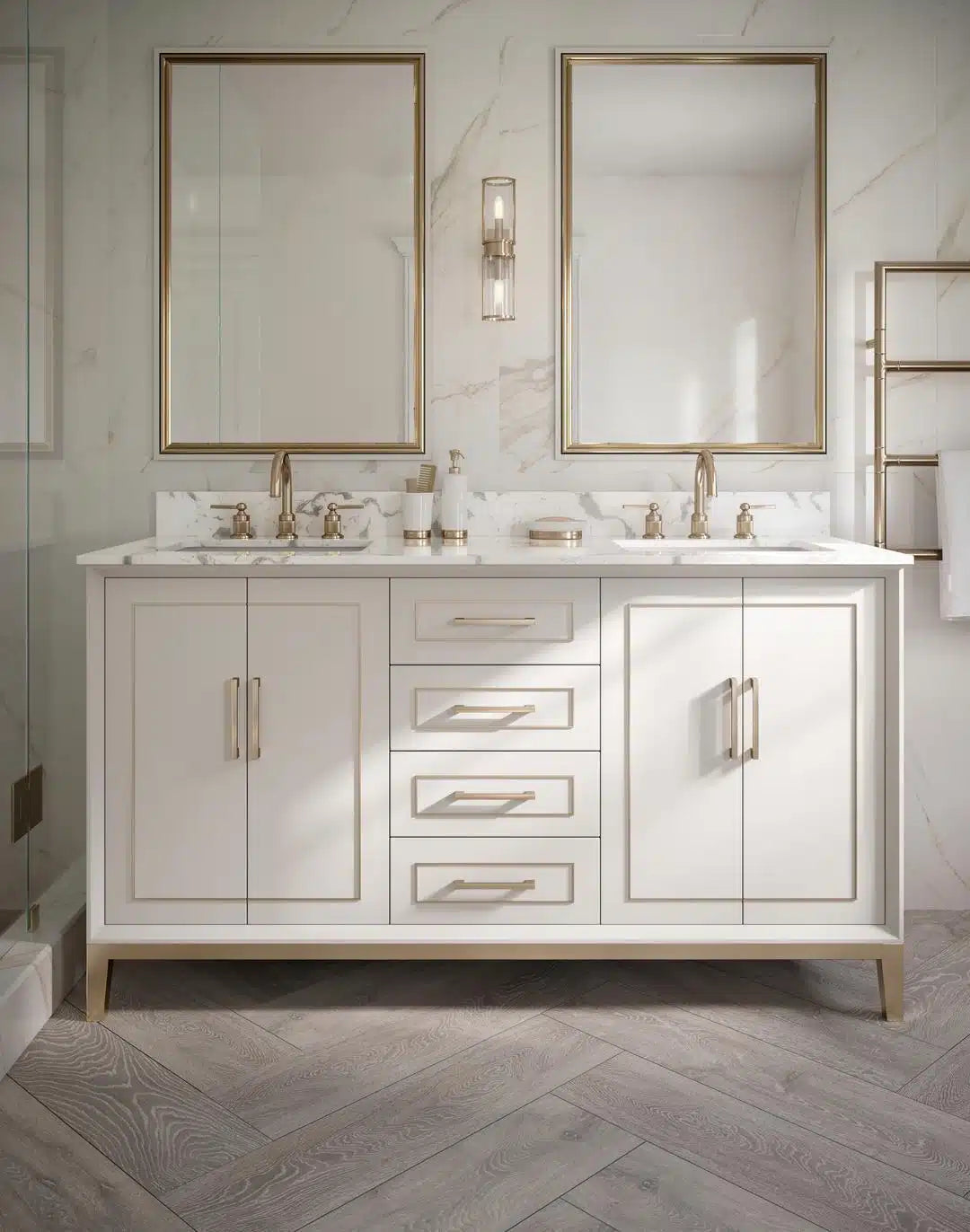 carrara marble vanity