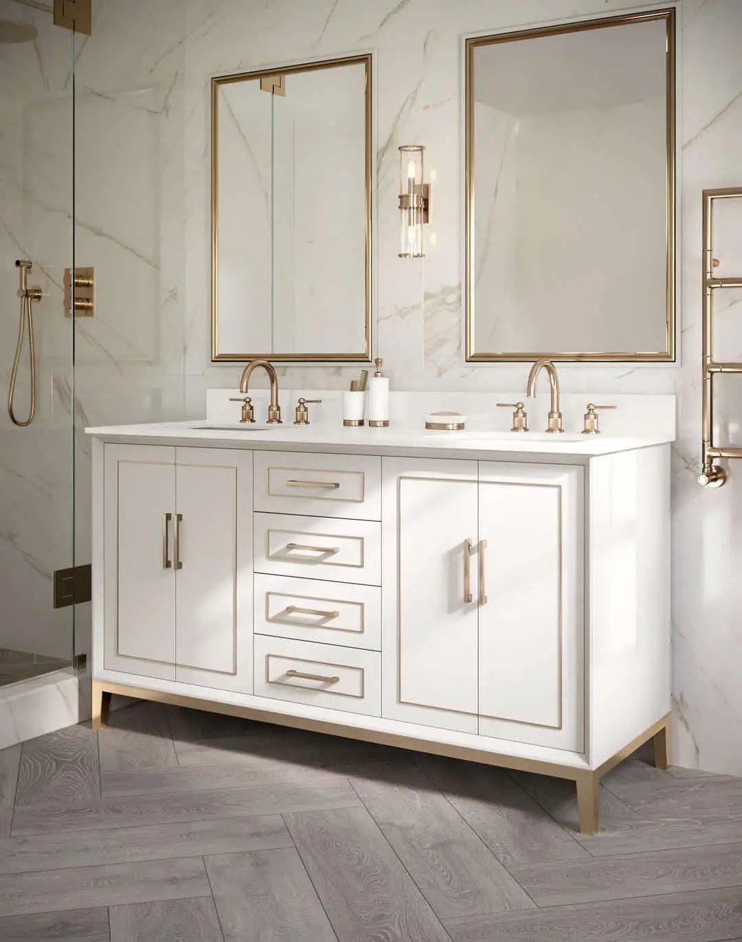 white quartz vanity