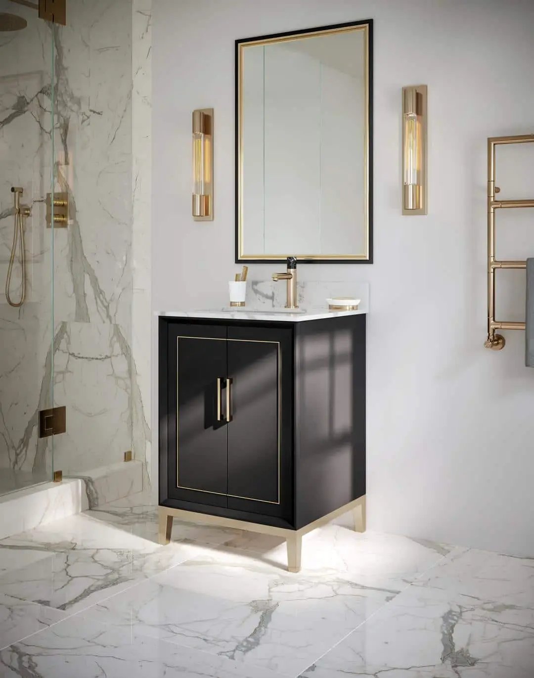 carrara marble vanity