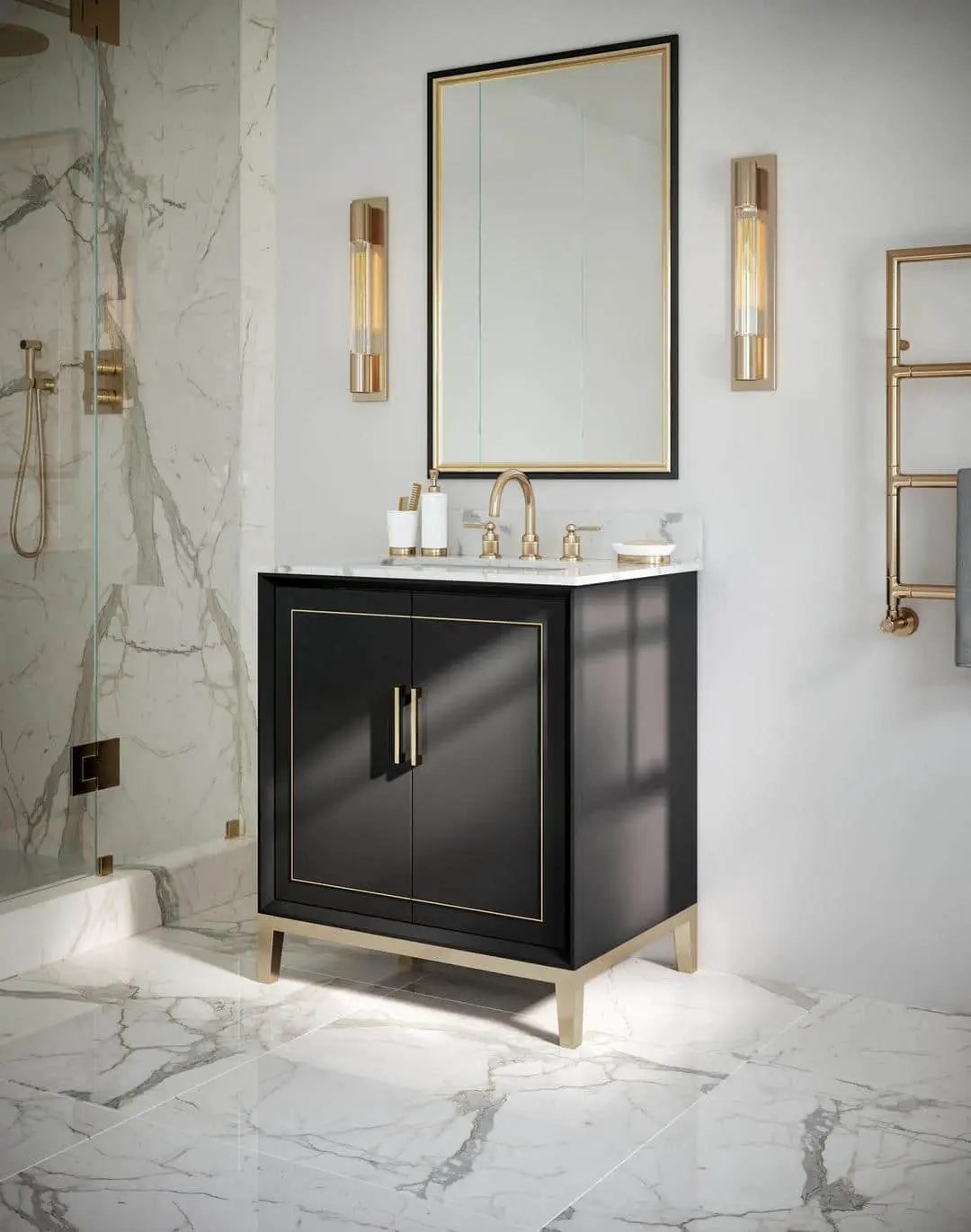 carrara marble vanity