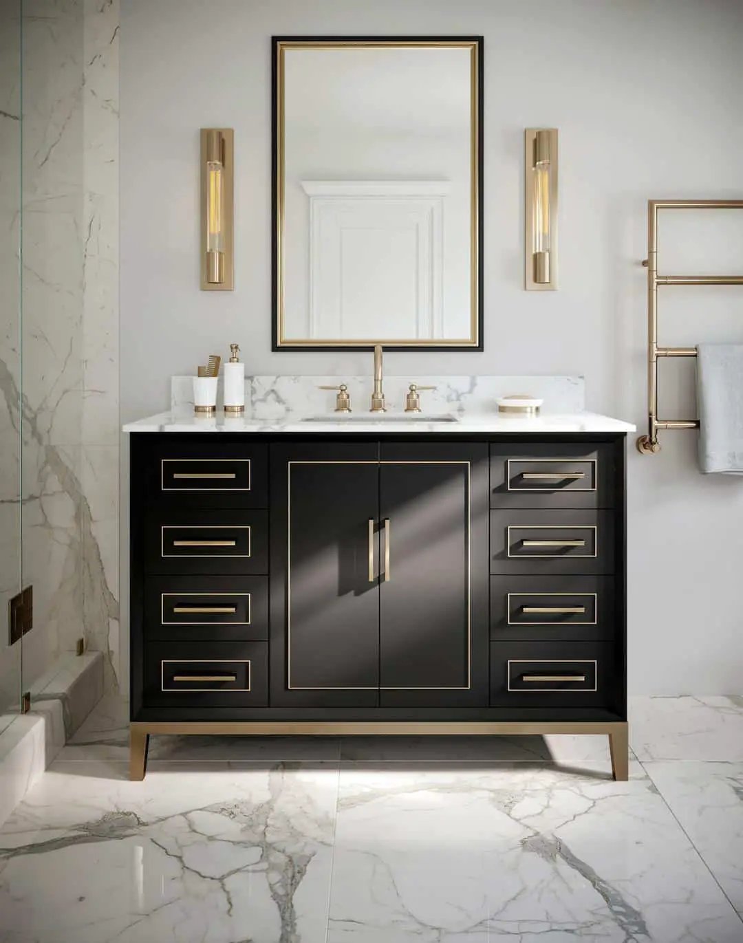 carrara marble vanity