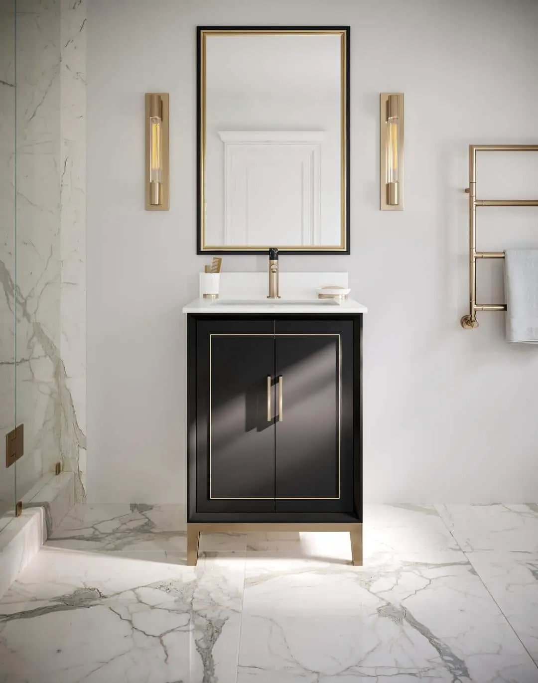 white quartz vanity