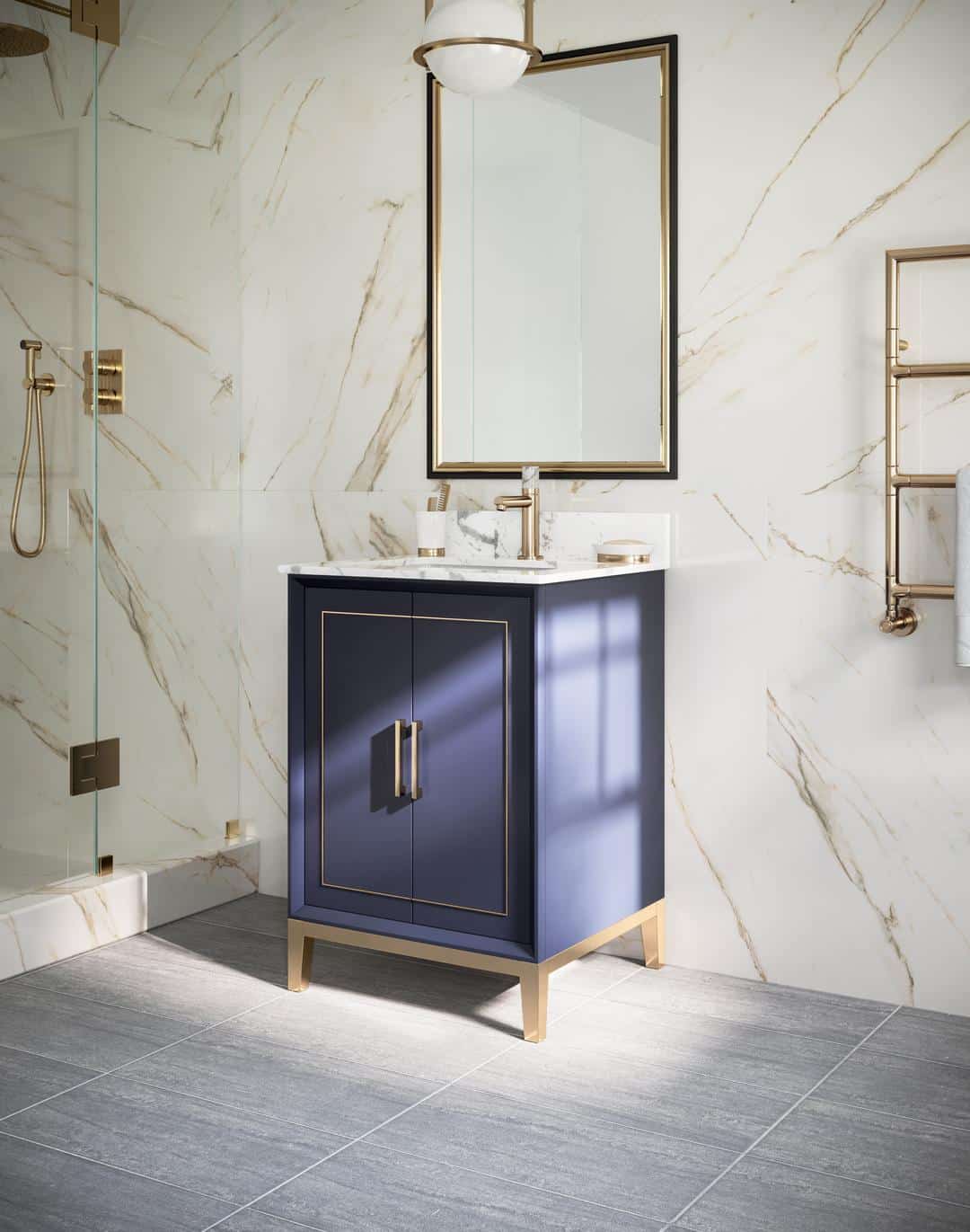 carrara marble vanity