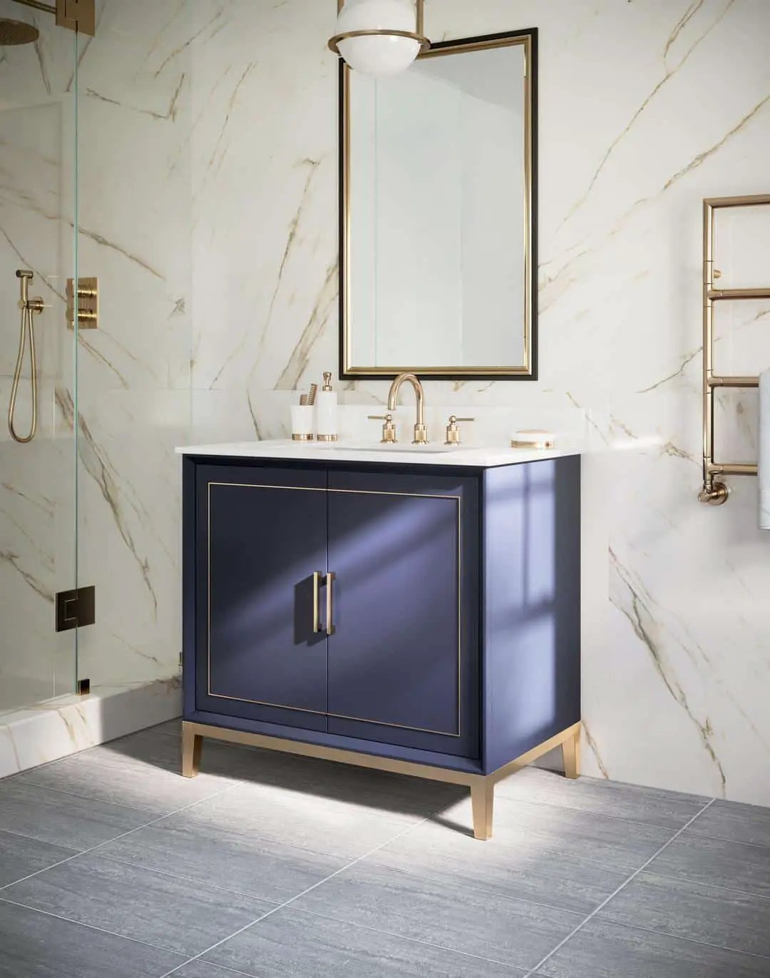 white quartz vanity